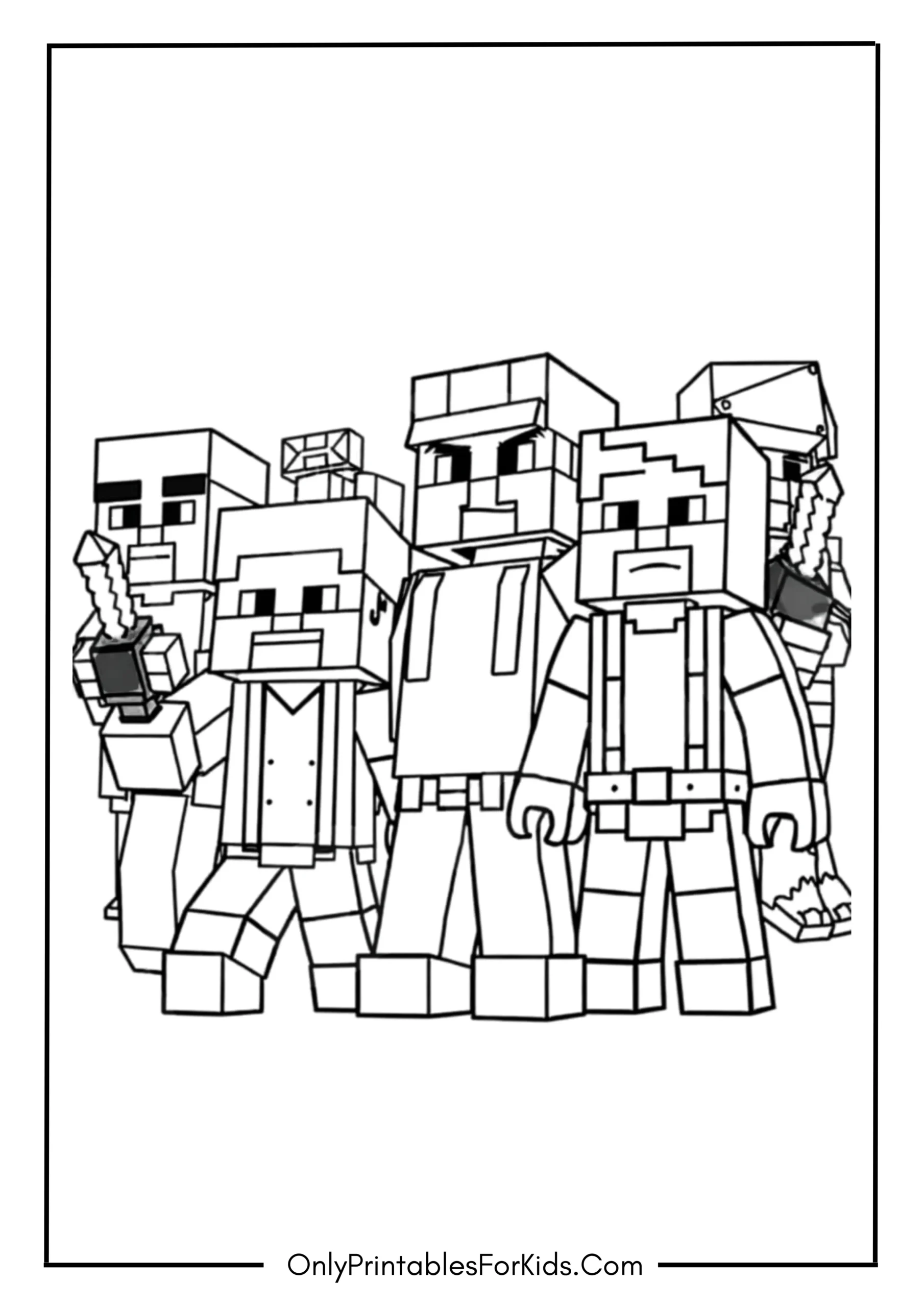 Minecraft Characters Coloring Page