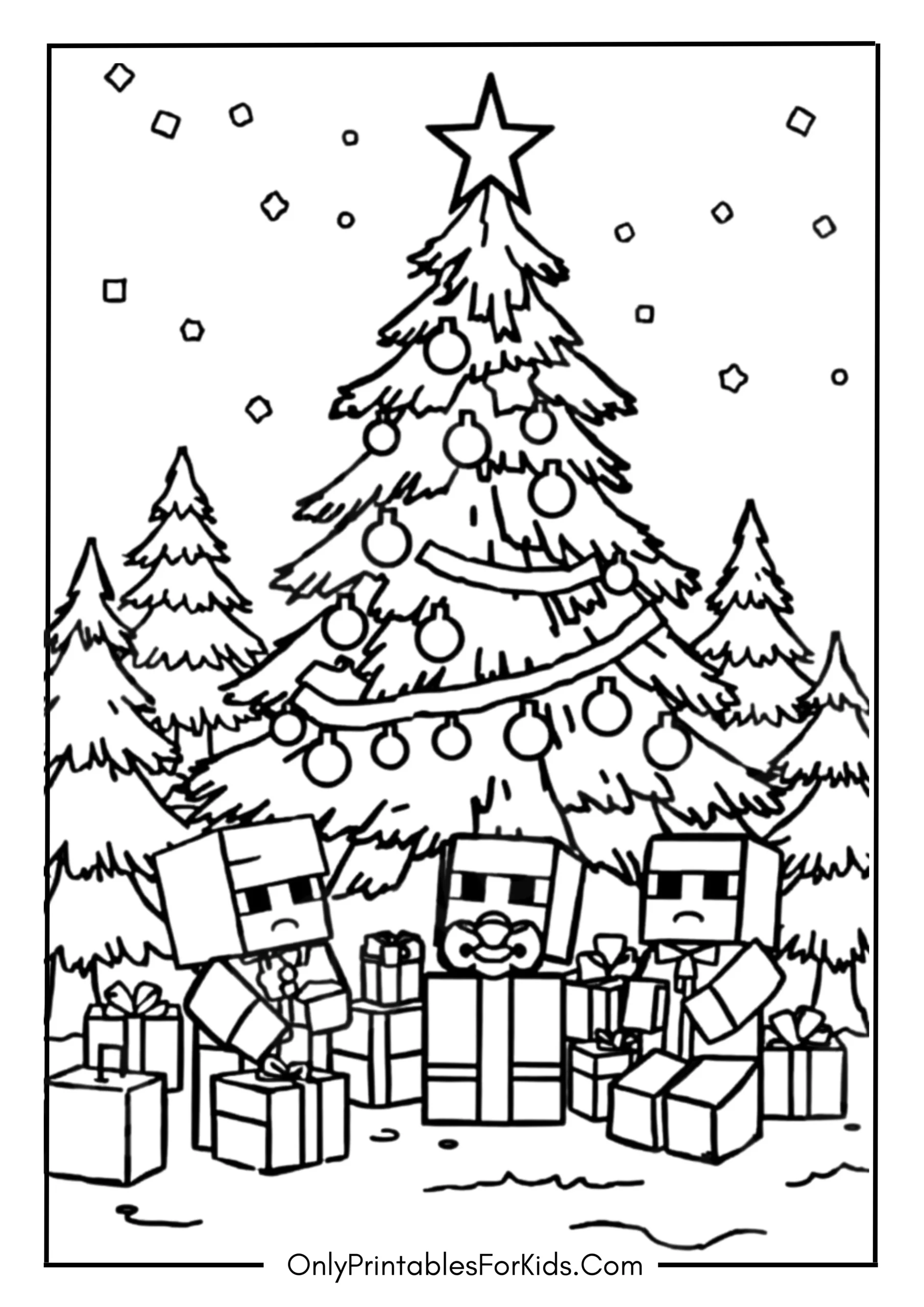 Minecraft Christmas Coloring Page