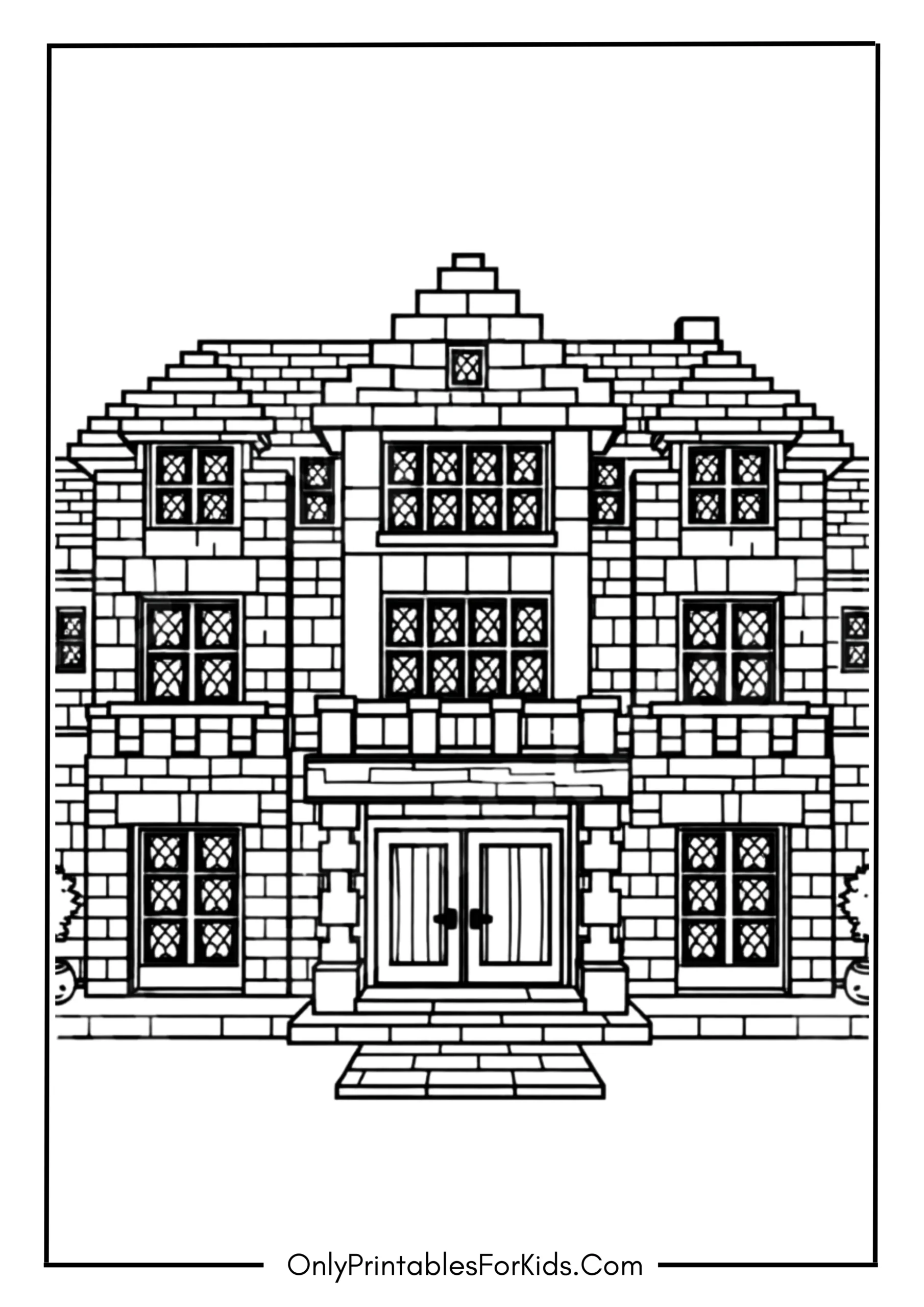Minecraft Mansion Coloring Page