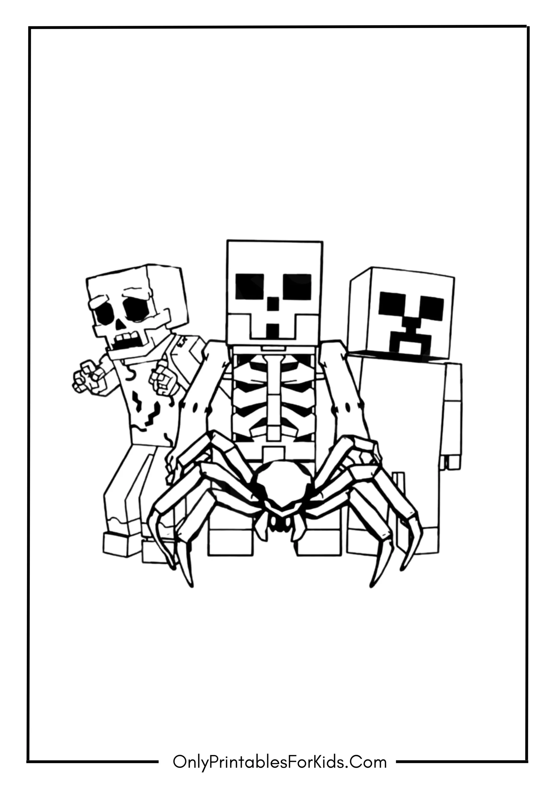 Minecraft Mobs Coloring Page