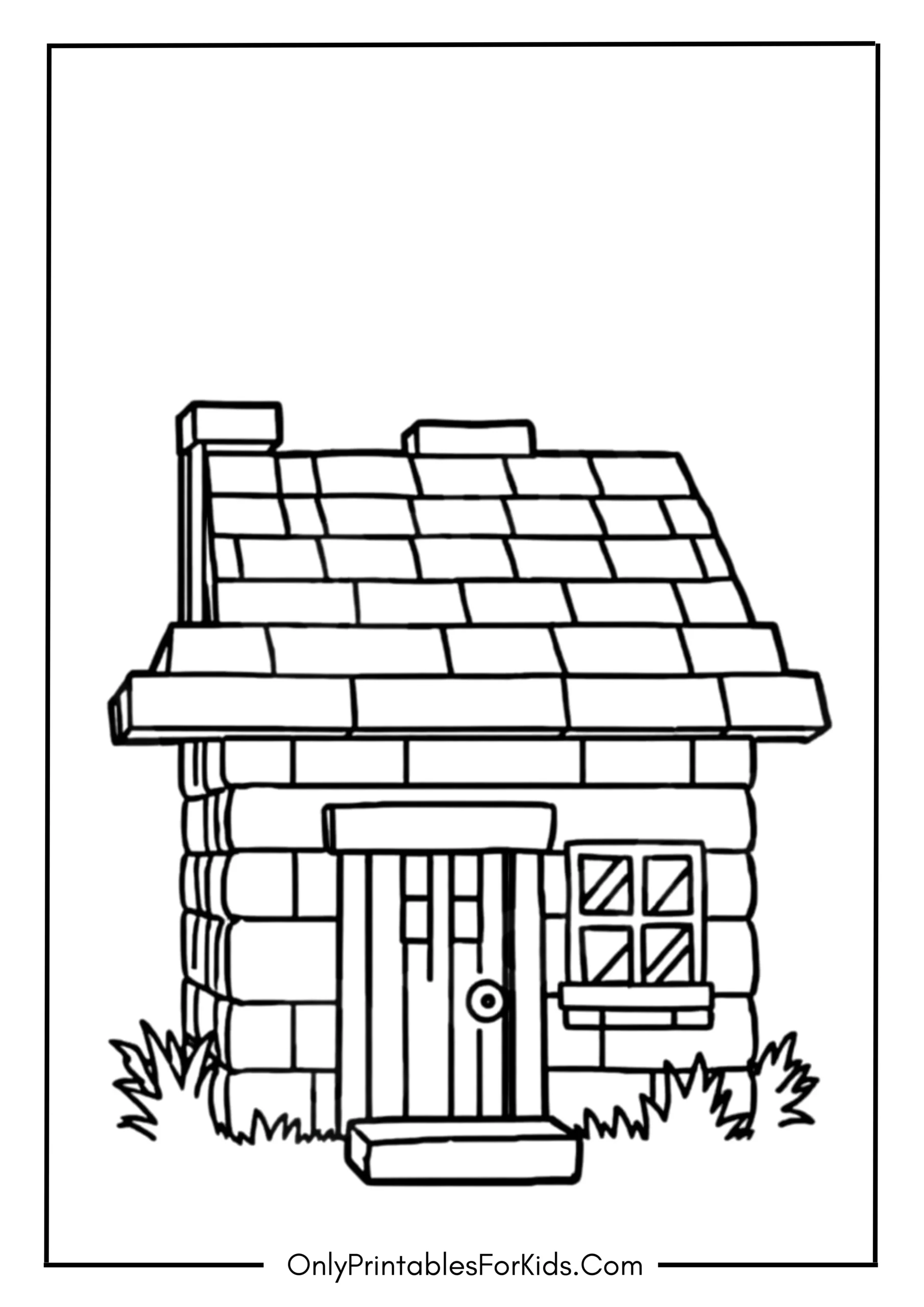Minecraft Small House Coloring Page