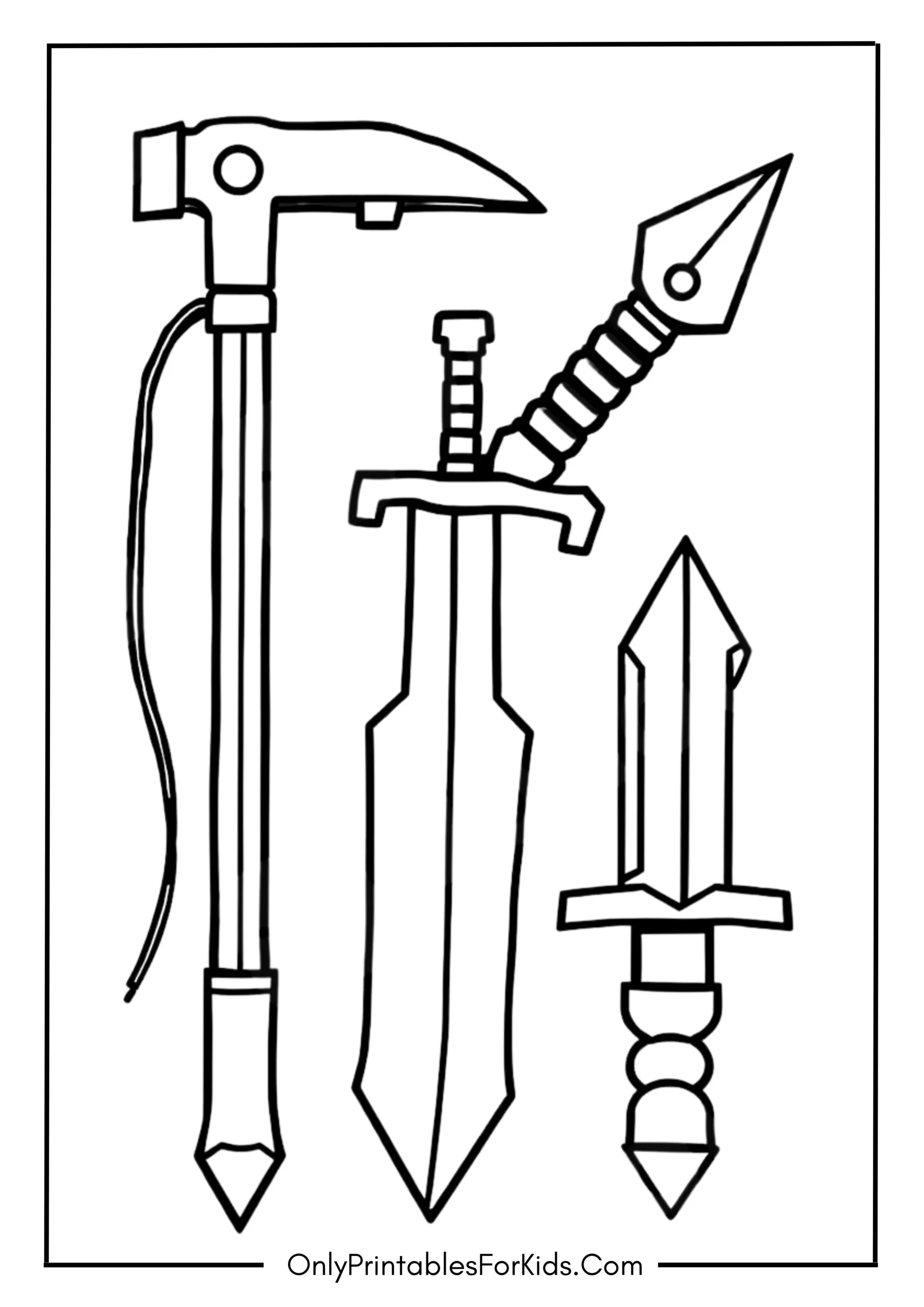 Minecraft Tools Coloring Page