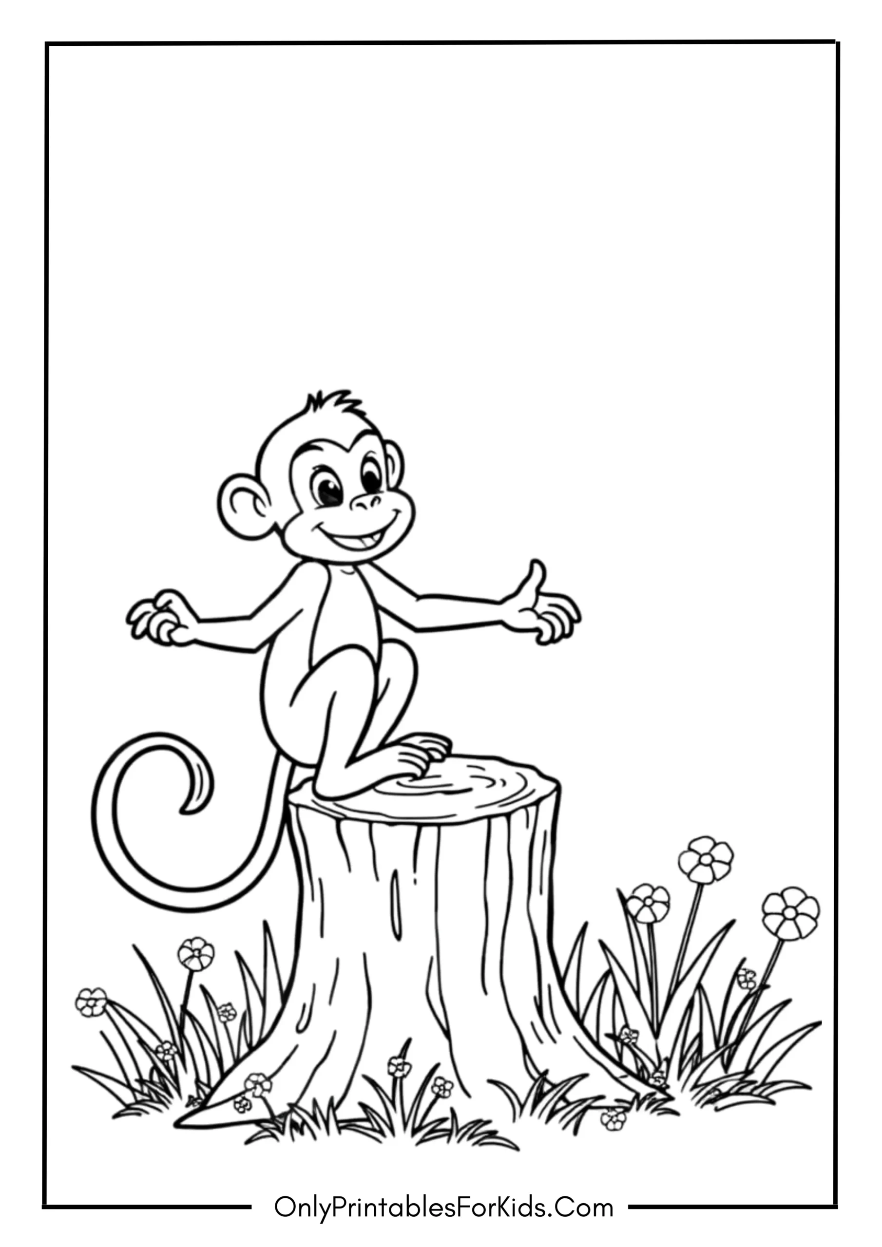 Monkey Balancing on a Tree Stump