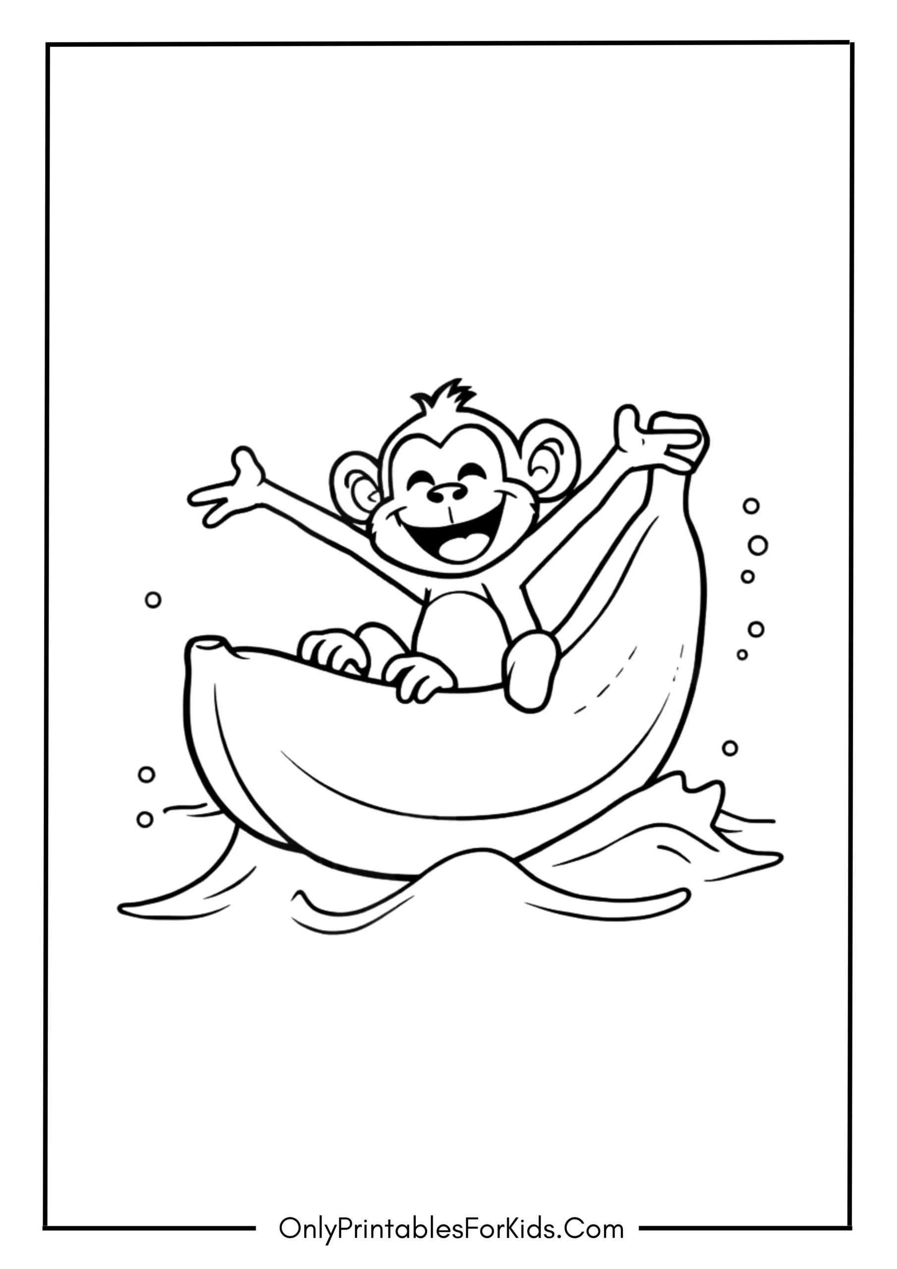Monkey Floating on a Banana Boat