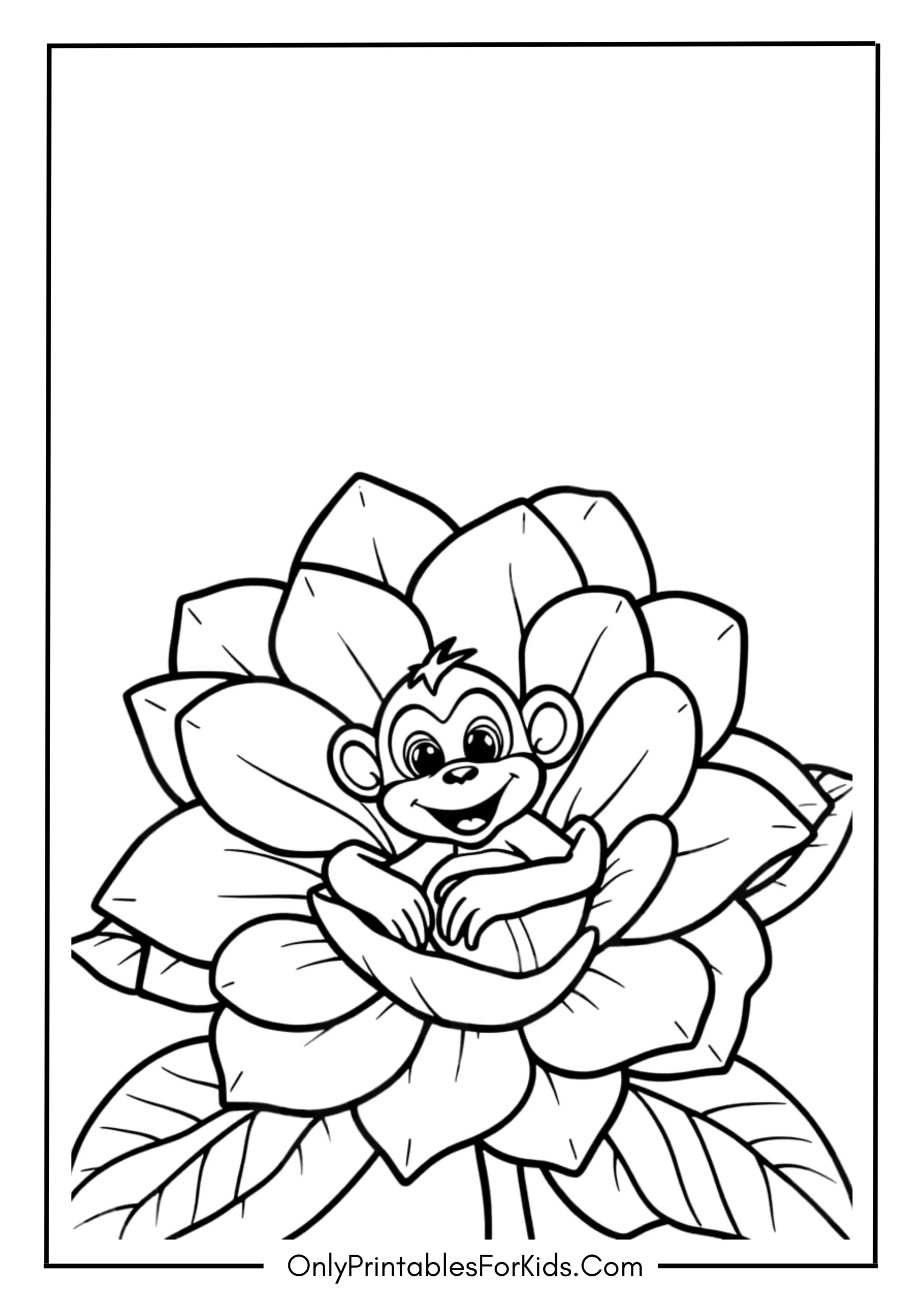 Monkey Hiding Inside a Big Flower