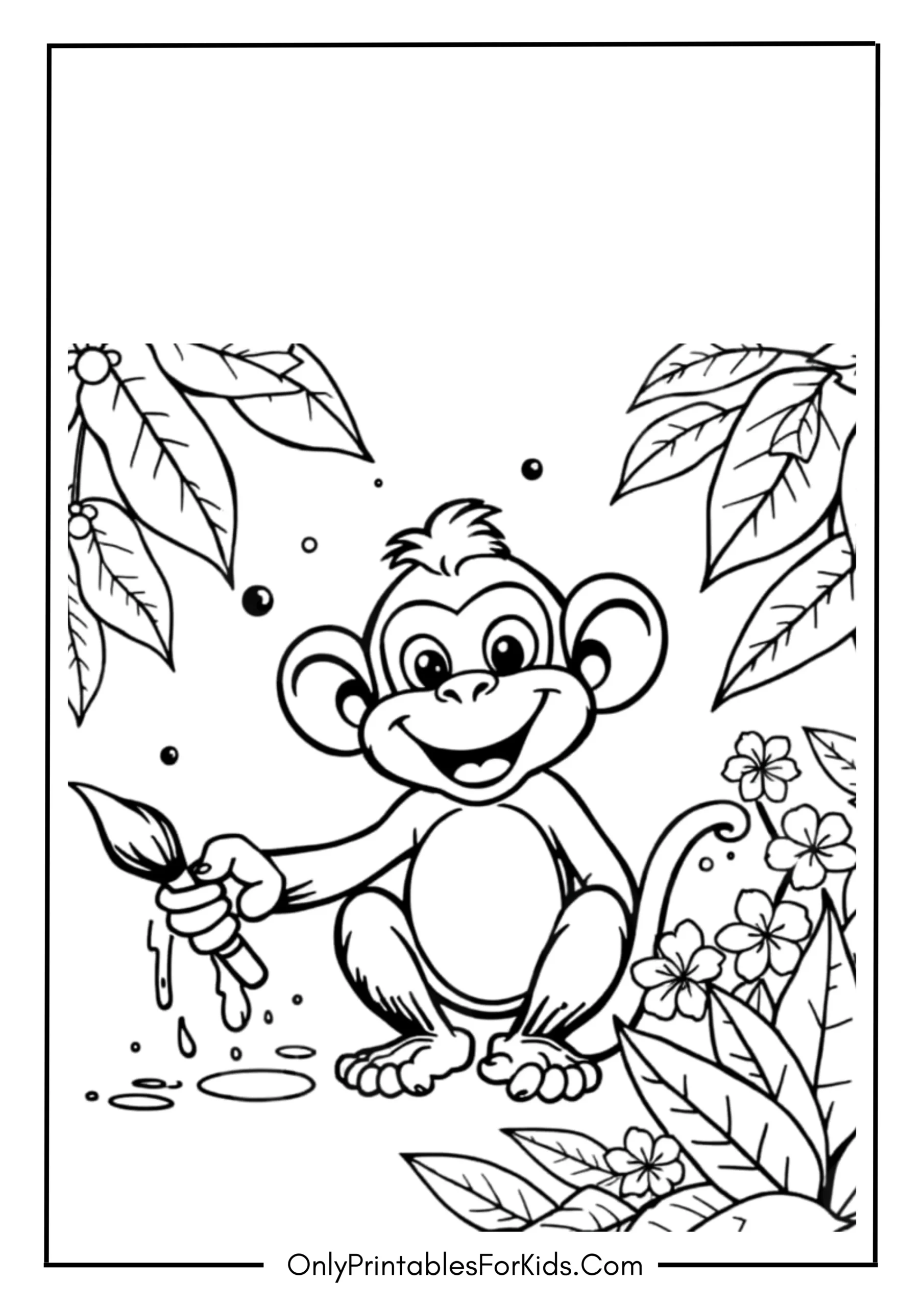Monkey Painting with Jungle Colors