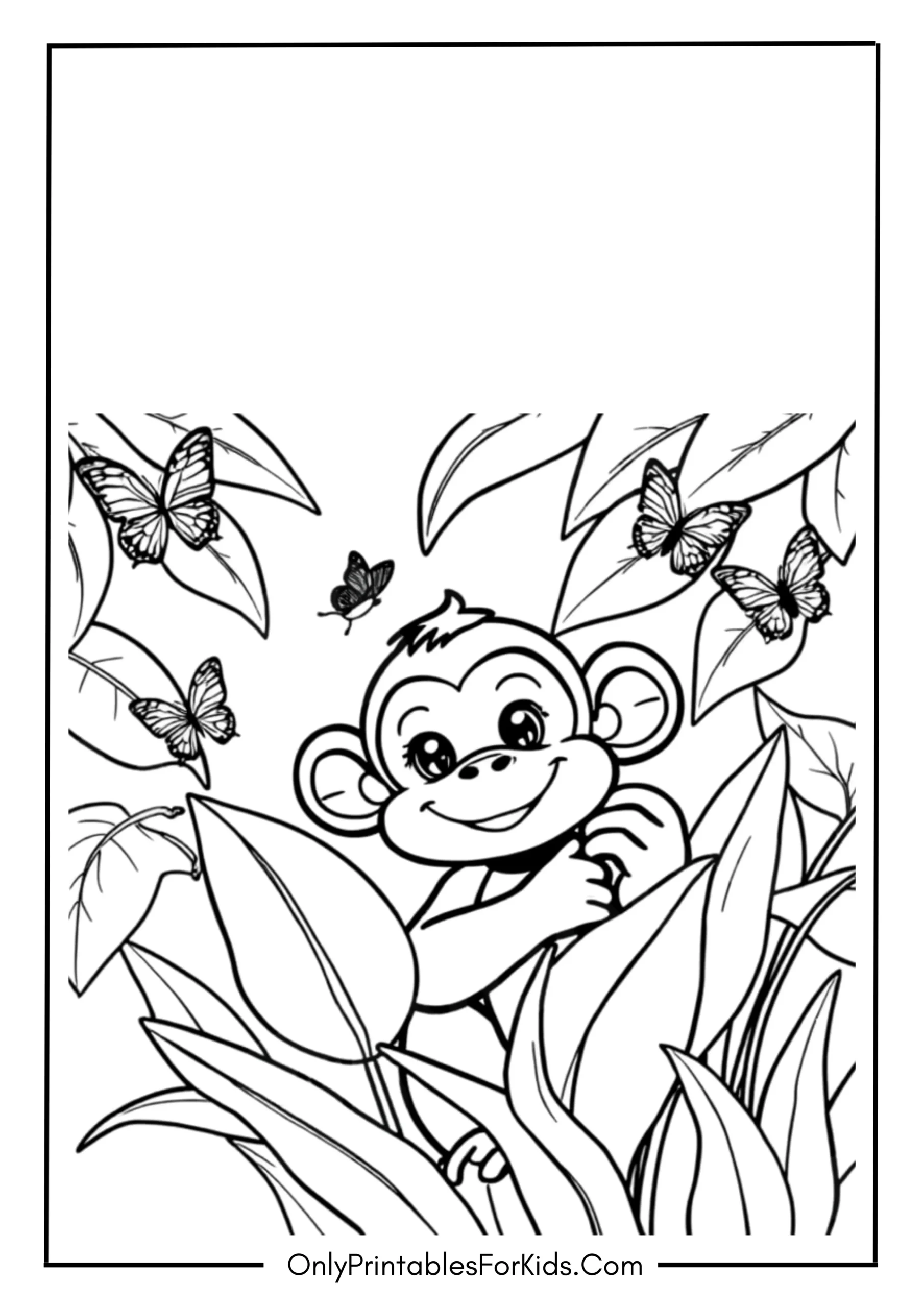 Monkey Playing Peek-a-Boo with Butterflies