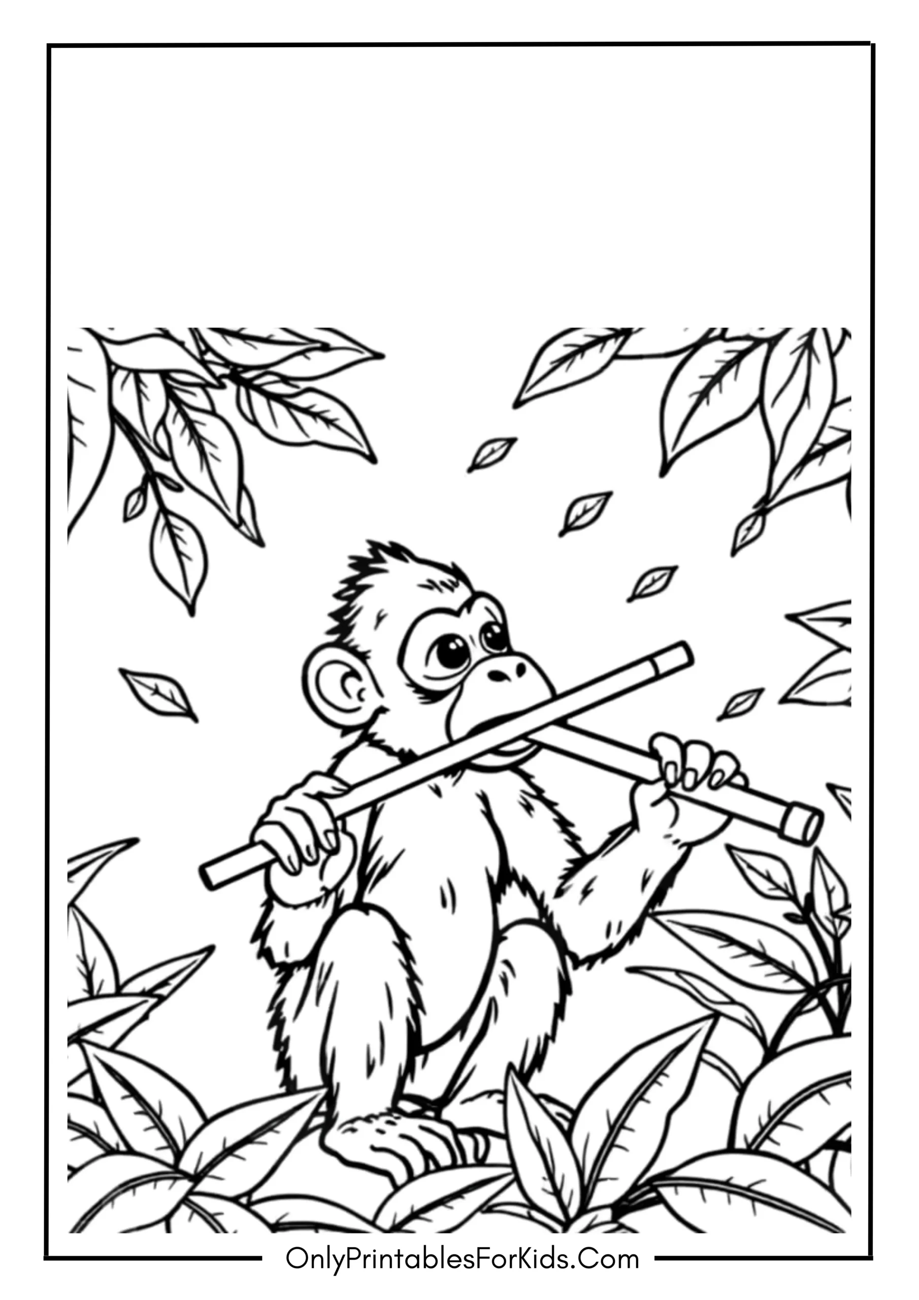 Monkey Playing a Jungle Flute