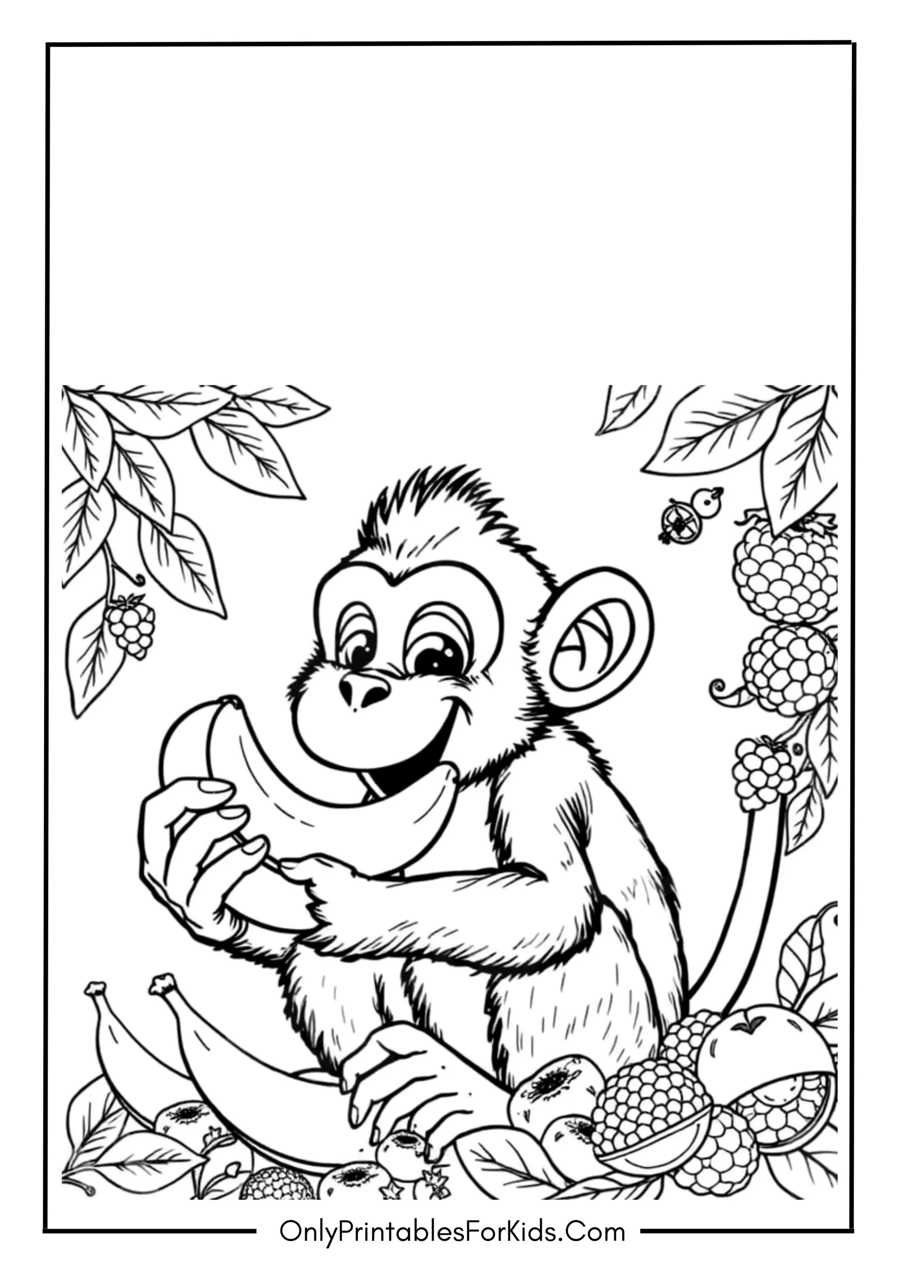 Monkey Tasting a Rainbow of Fruits