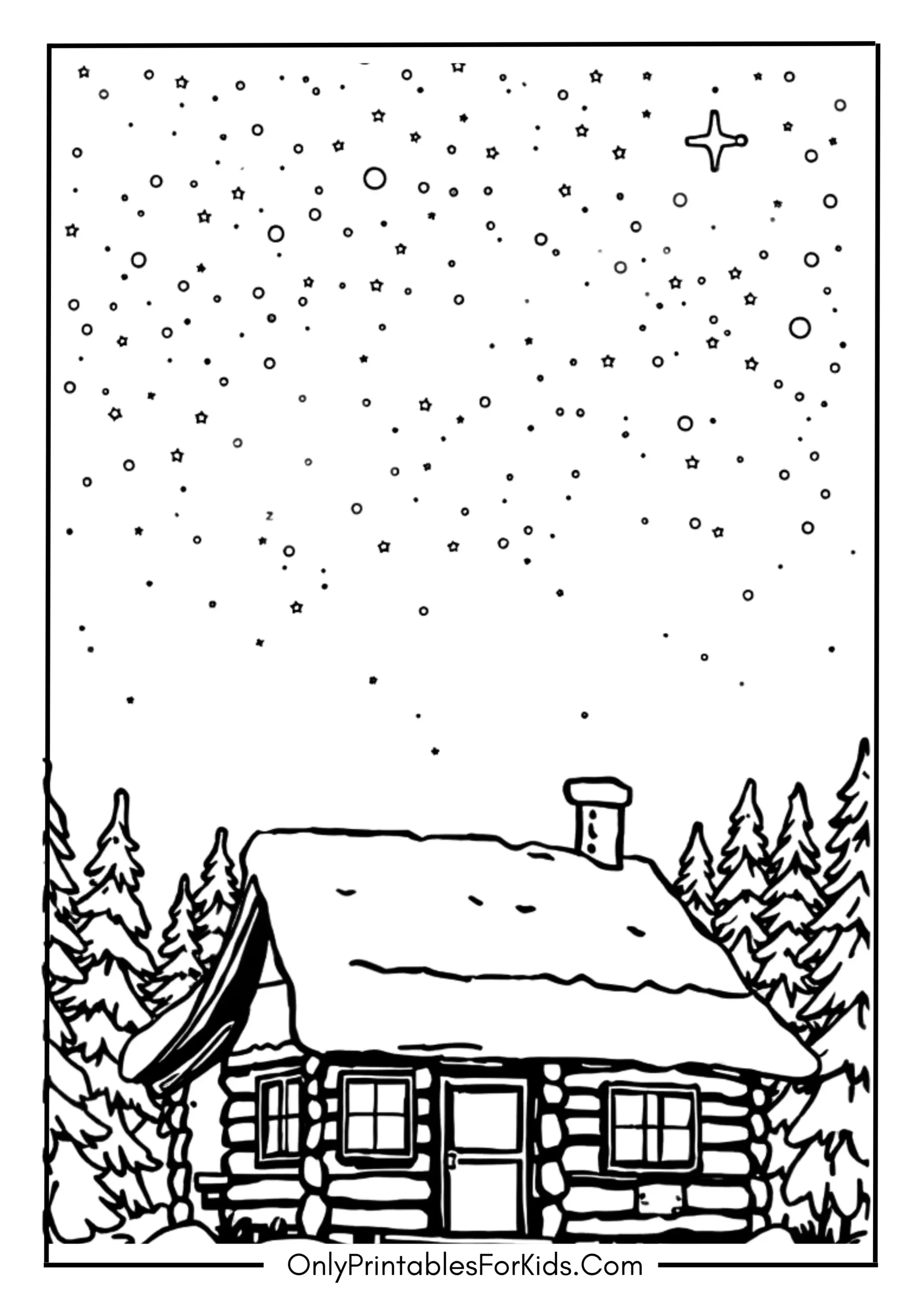 Nighttime Cabin with Starry Sky scaled