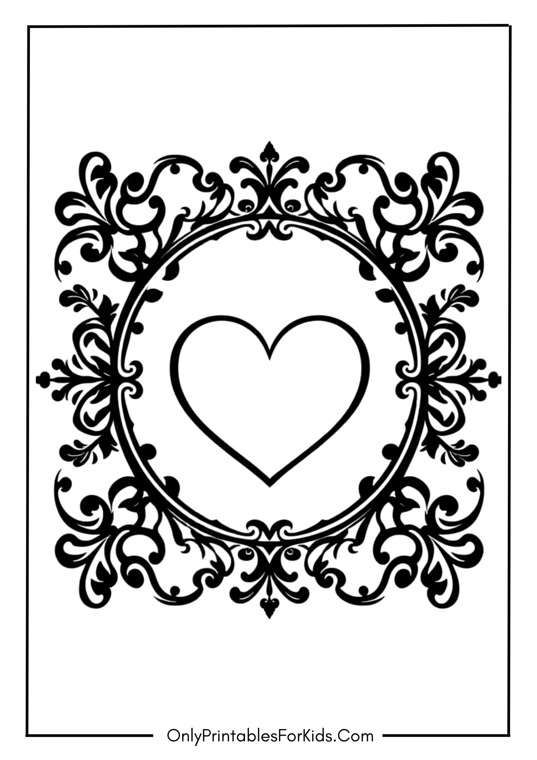 Ornamental Frame Heart Coloring Page