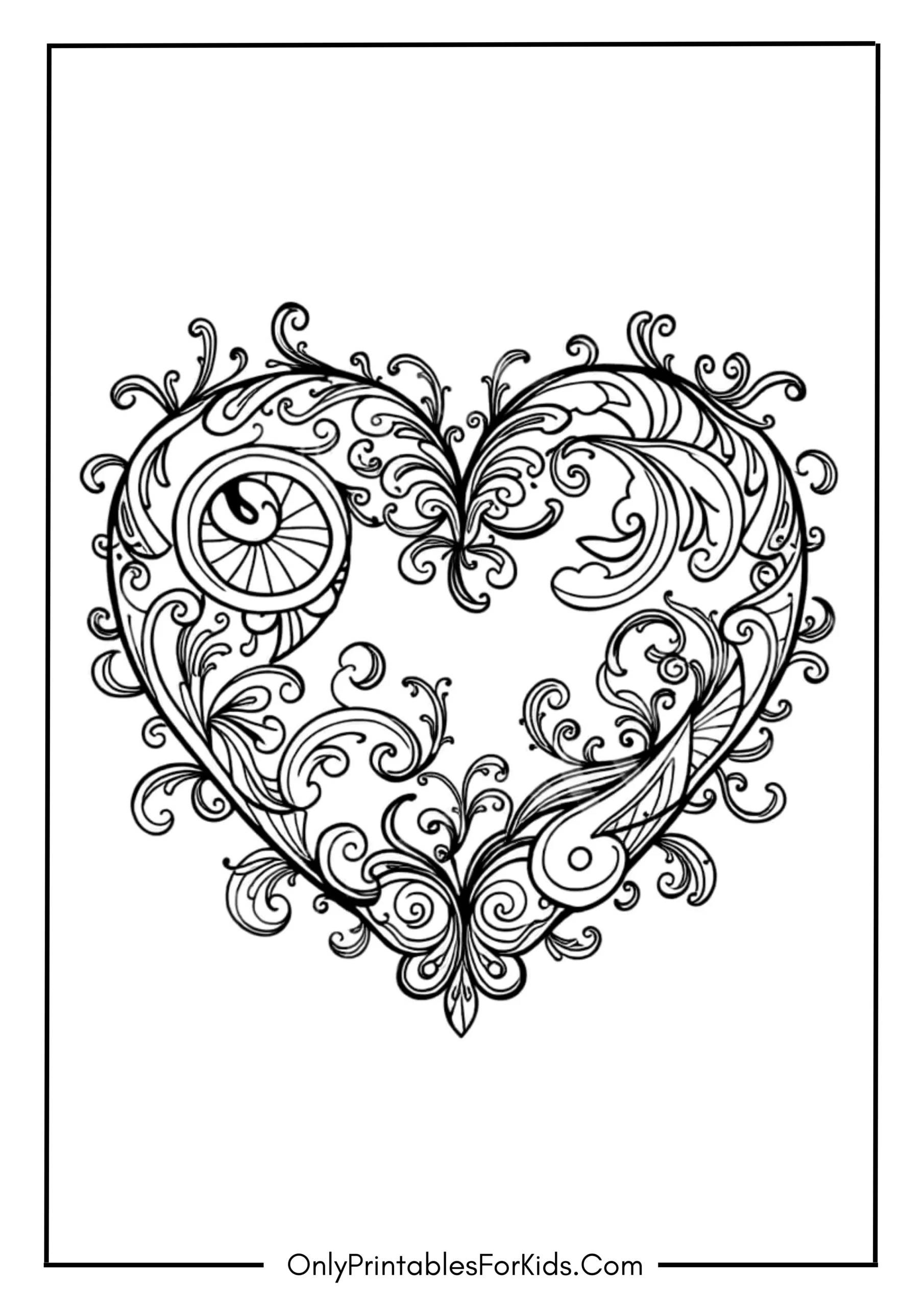 Paisley Pattern Heart Coloring Page