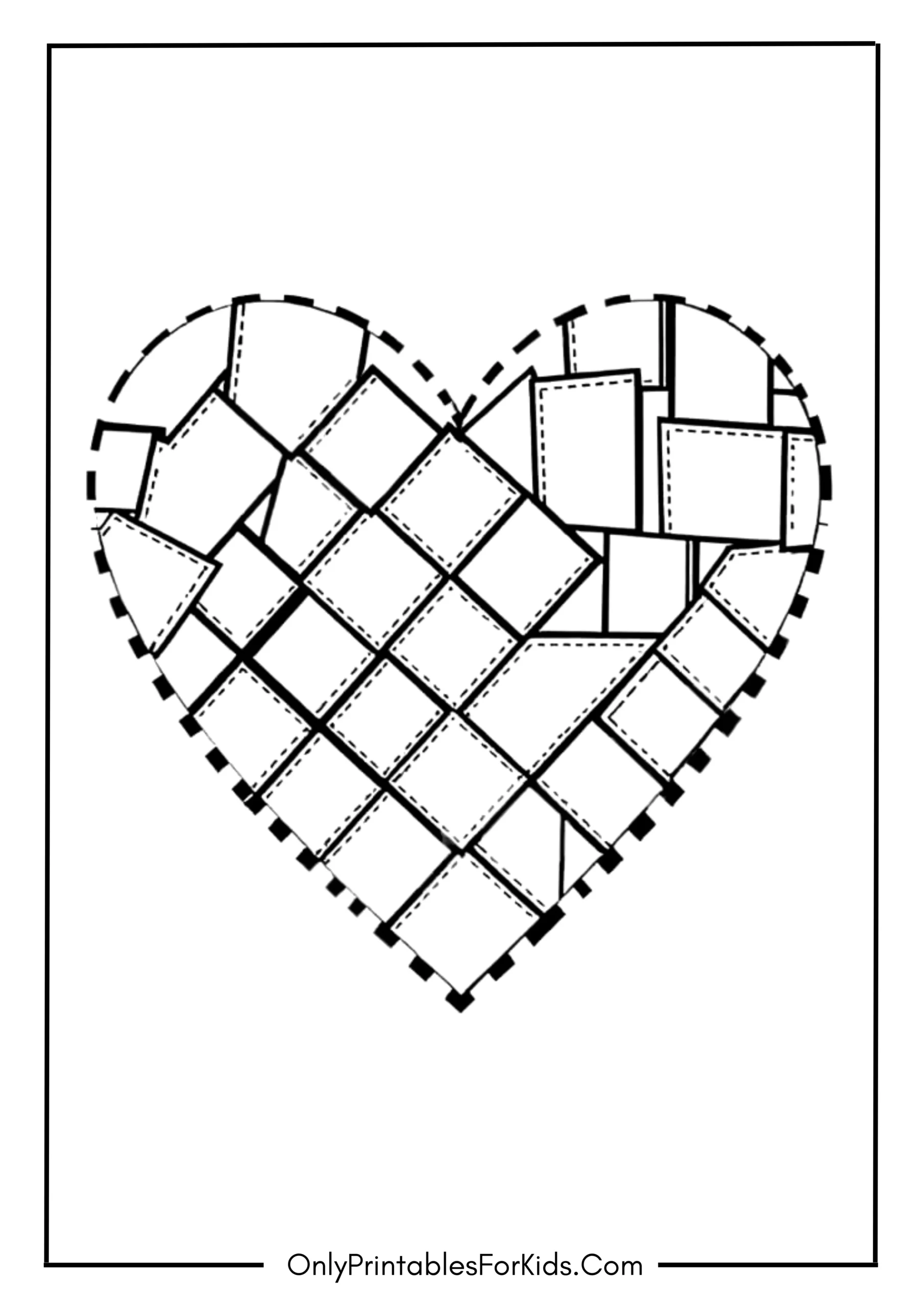 Patchwork Heart Coloring Page