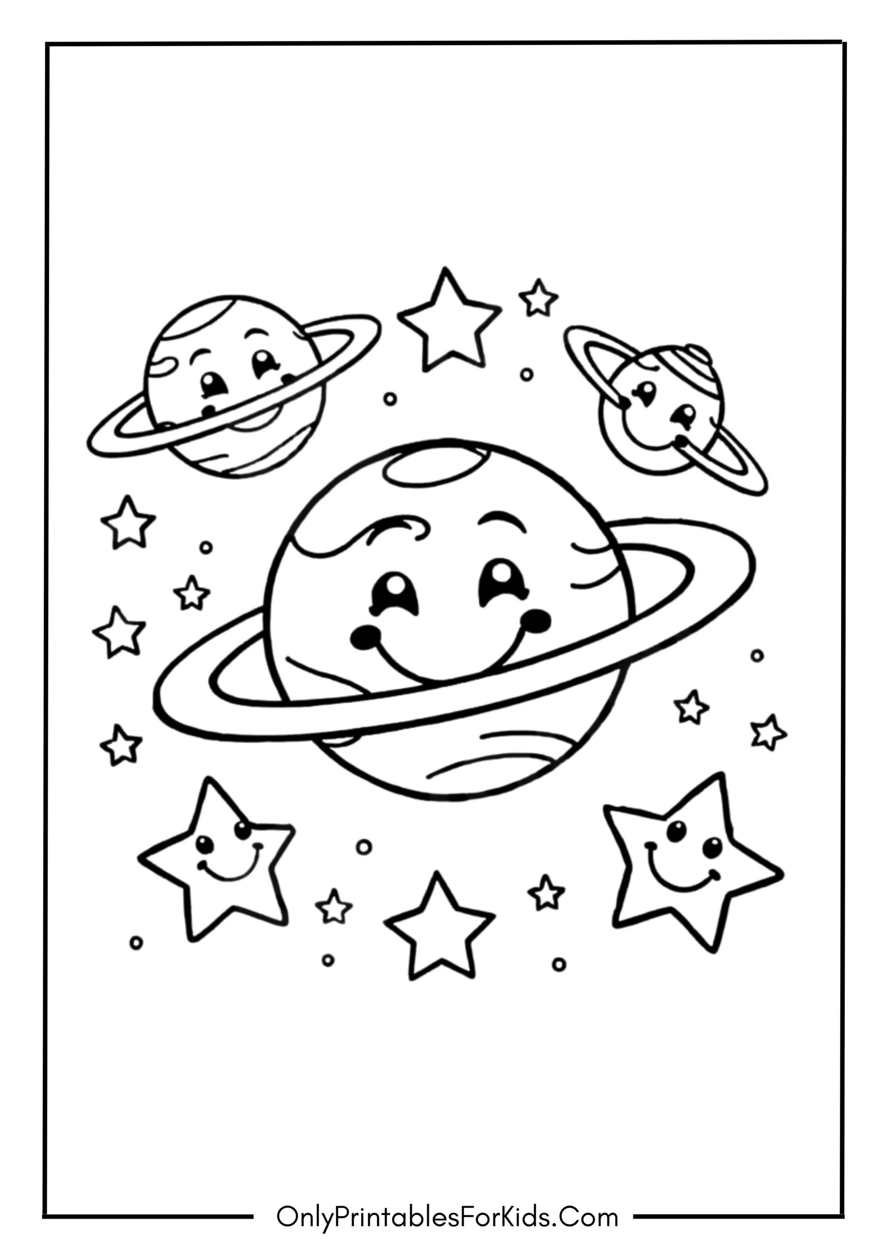 Planet Parade with Smiling Stars