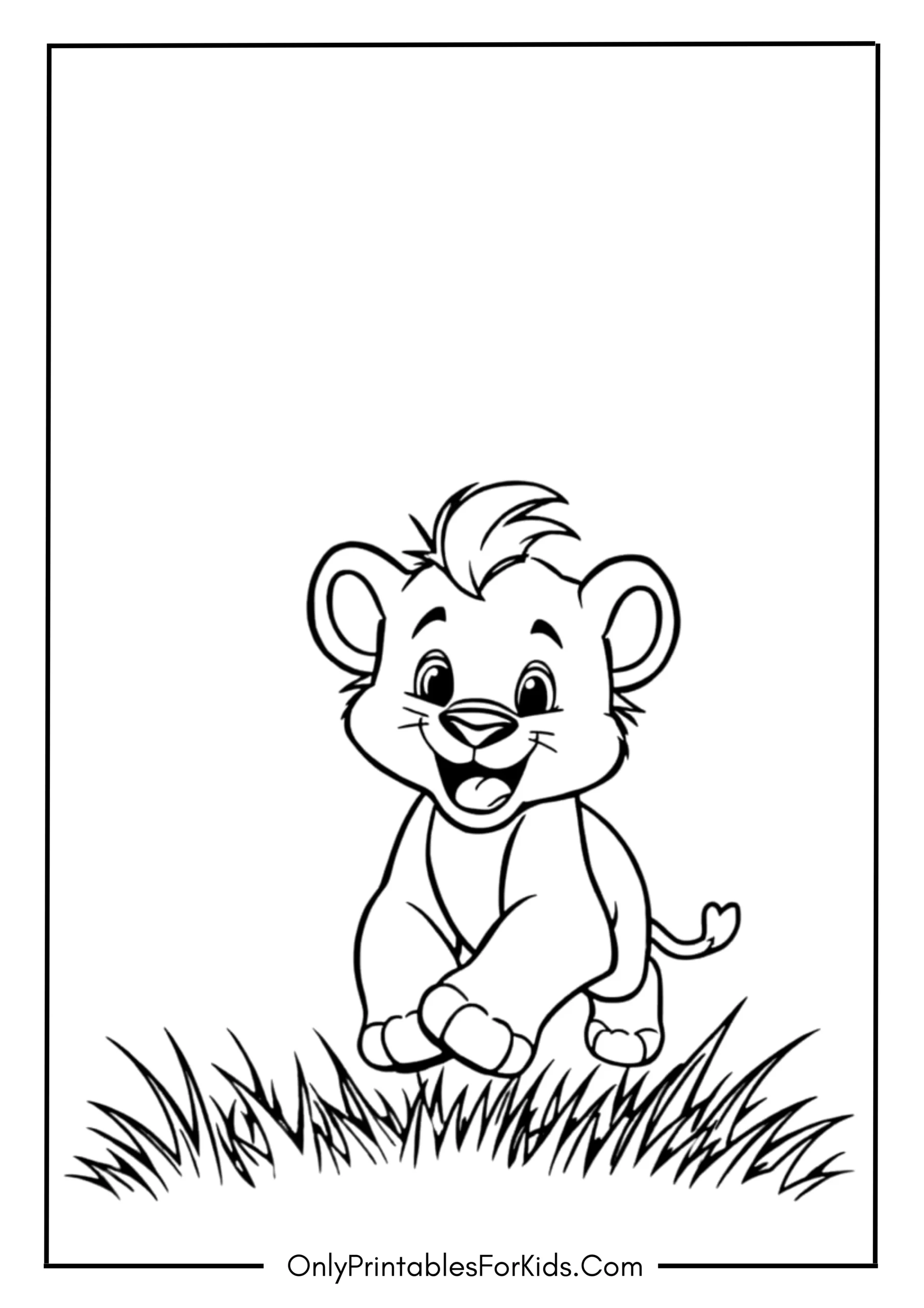 Playful Lion Cub Darting Through The Tall Grass