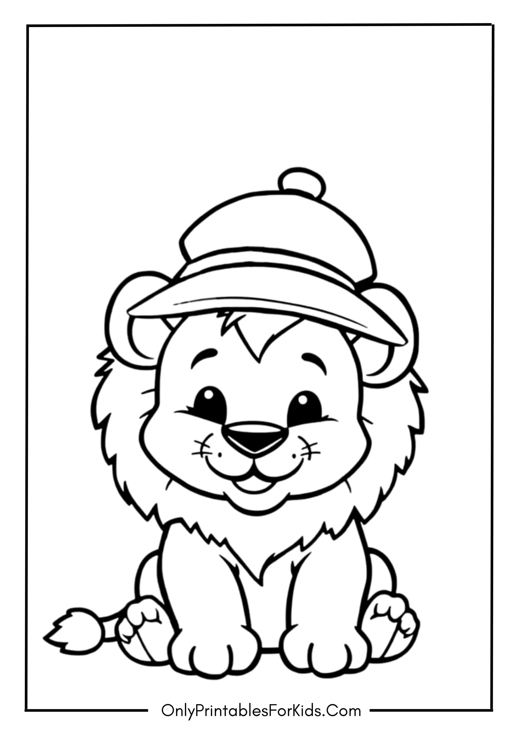 Playful Lion Cub With A Tiny Hat