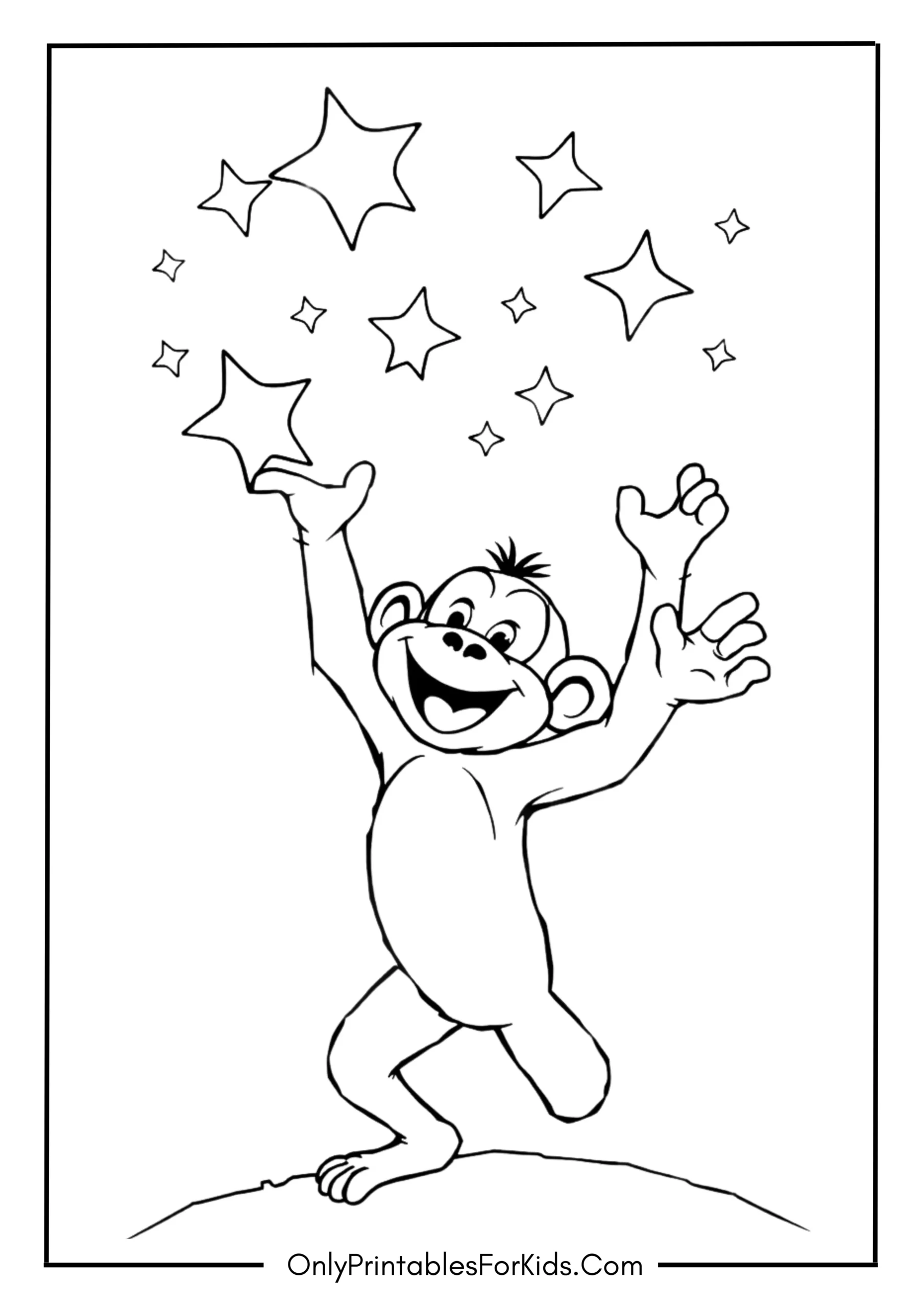 Playful Monkey Reaching for the Stars