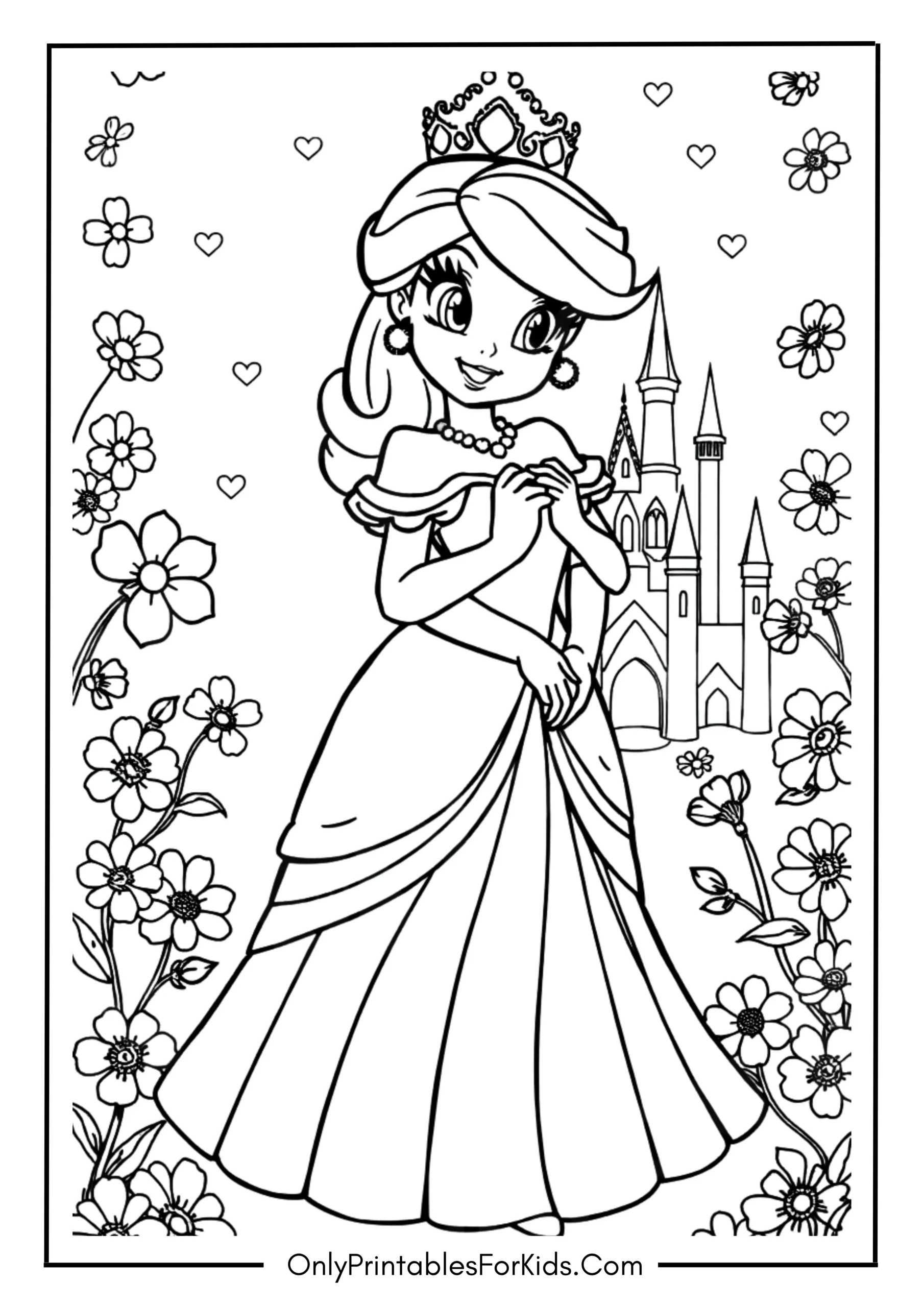 Princess Daisy Coloring Page scaled