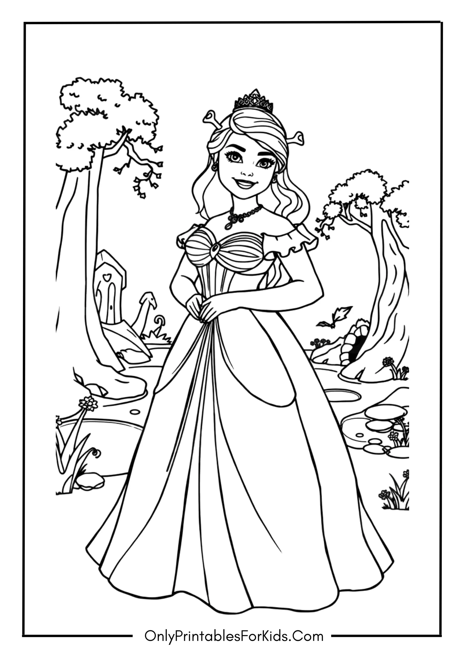 Princess Fiona Coloring Page scaled