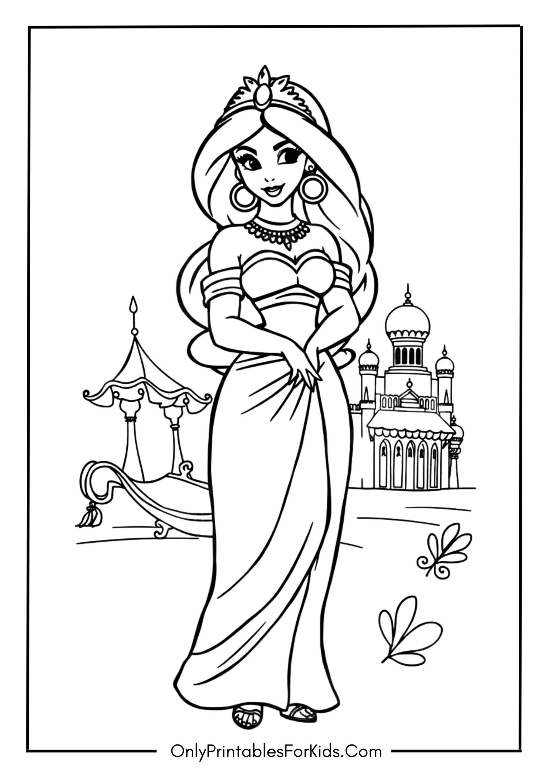 Princess Jasmine Coloring Page scaled