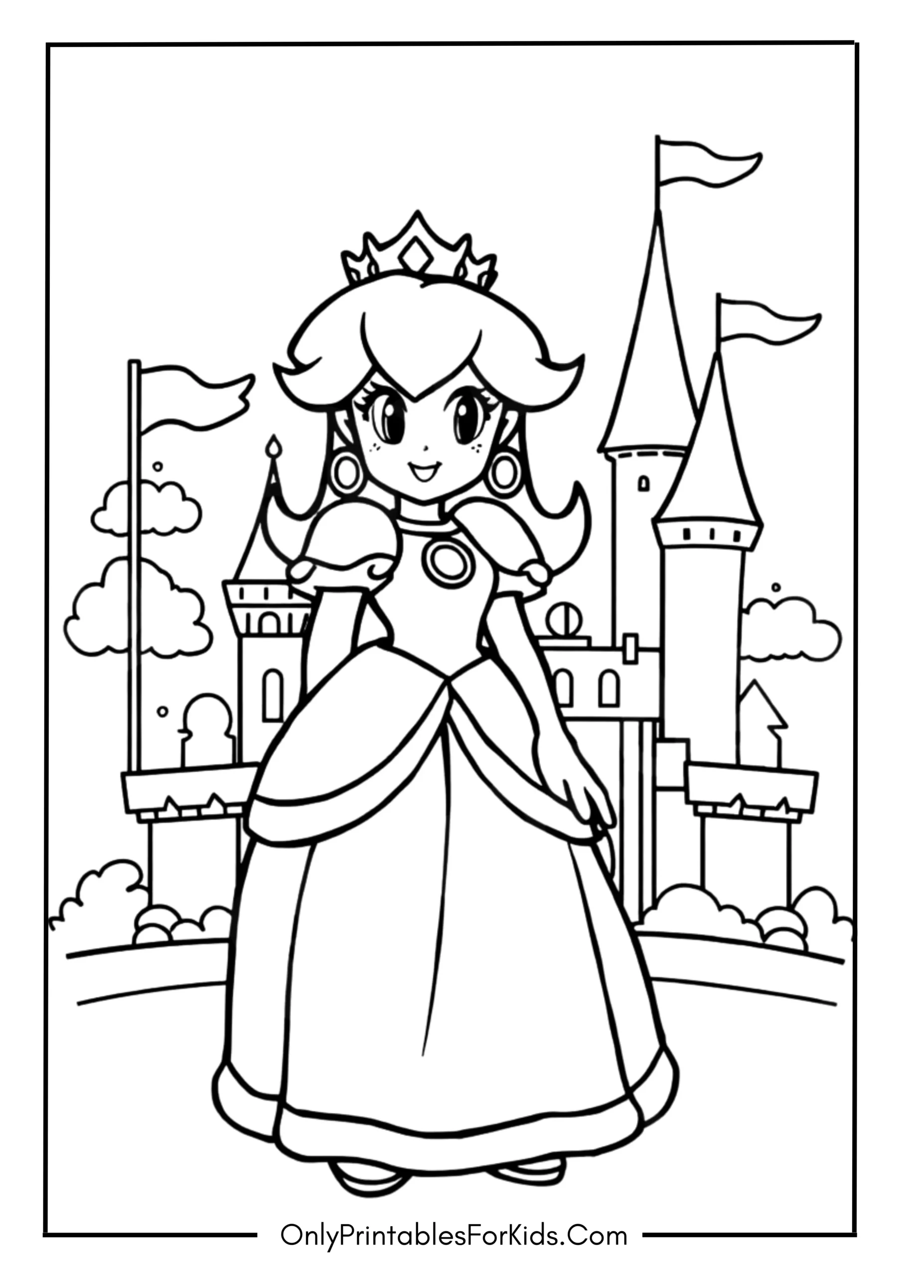 Princess Peach Coloring Page scaled