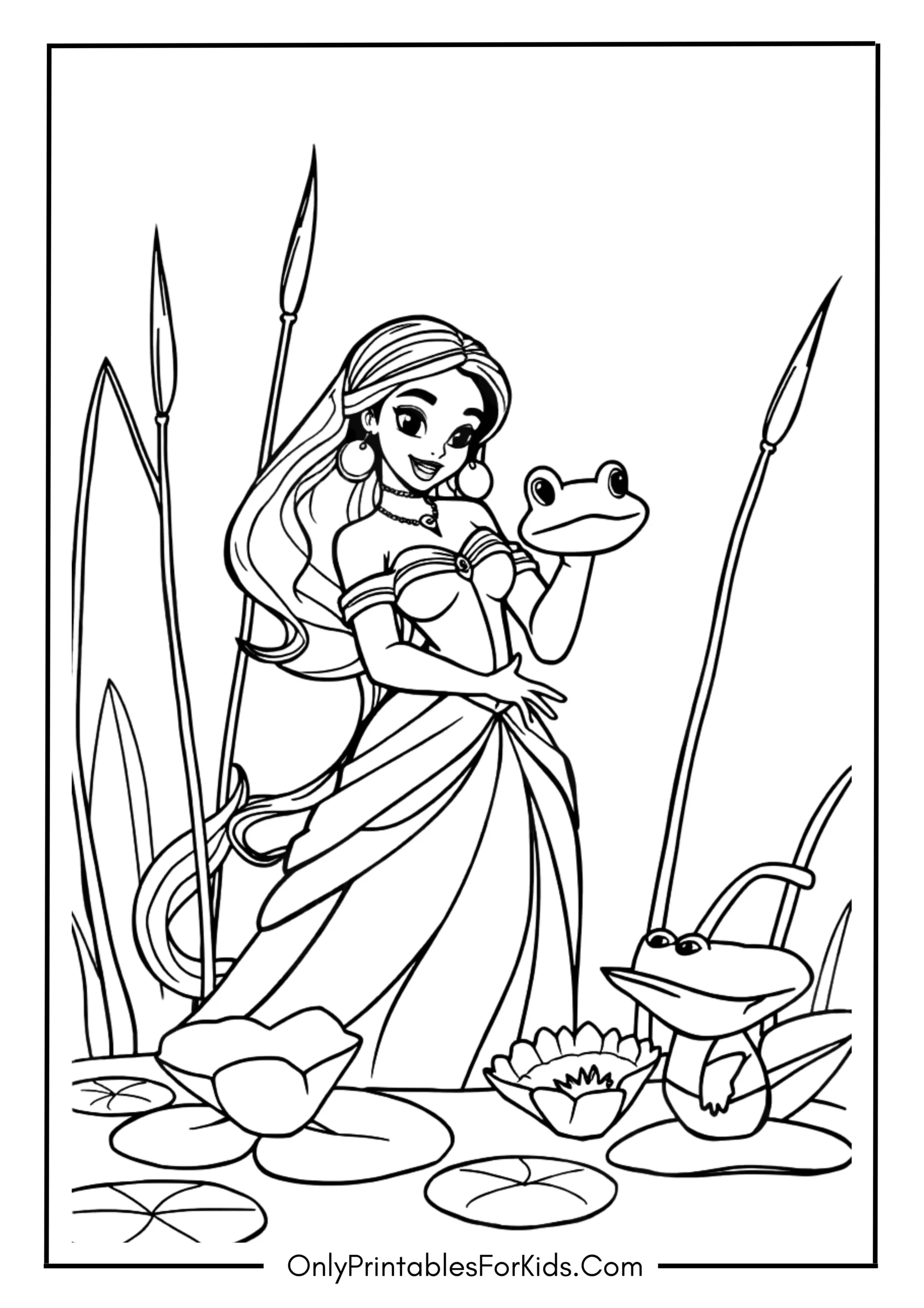 Princess and the Frog Coloring Page scaled