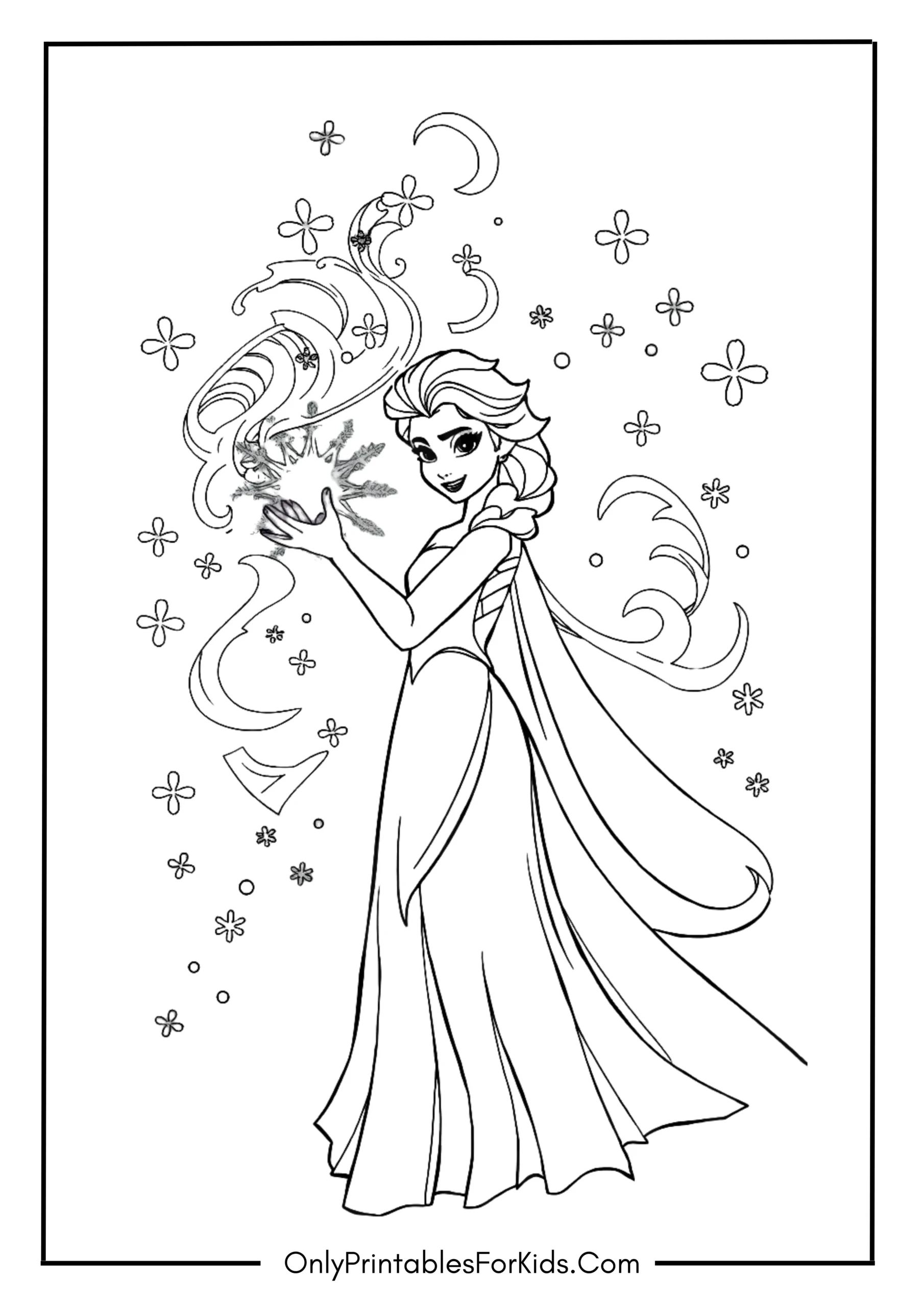 Queen Elsa Creating a Magical Snowstorm