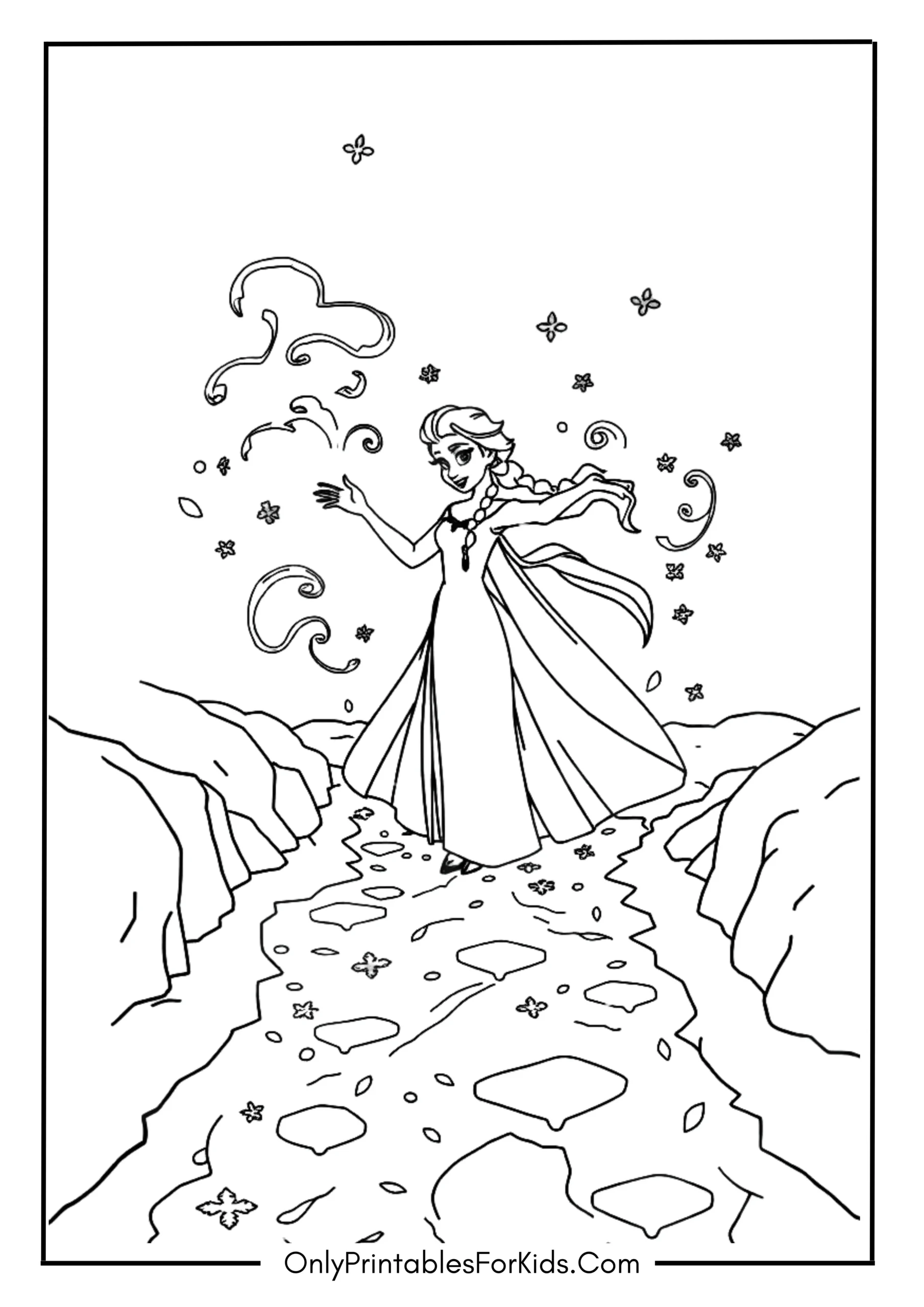 Queen Elsa Creating a Snowy Path with Her Powers