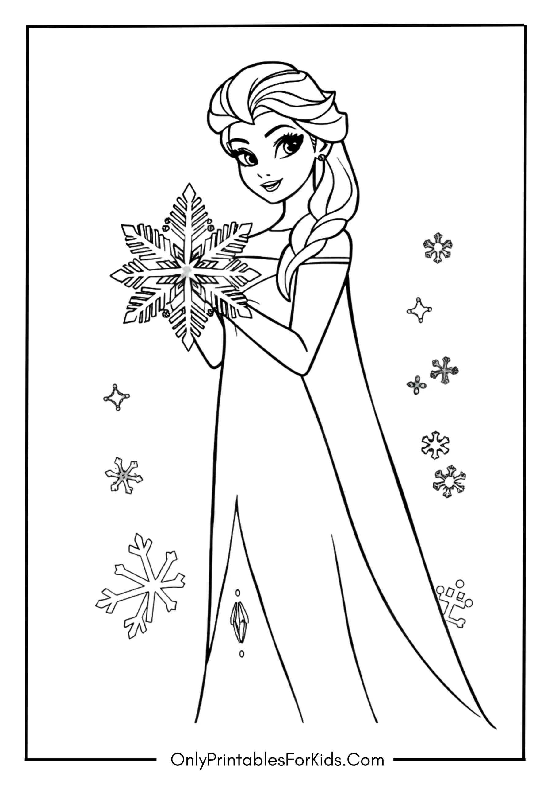 Queen Elsa Holding a Magical Snowflake in Her Hand
