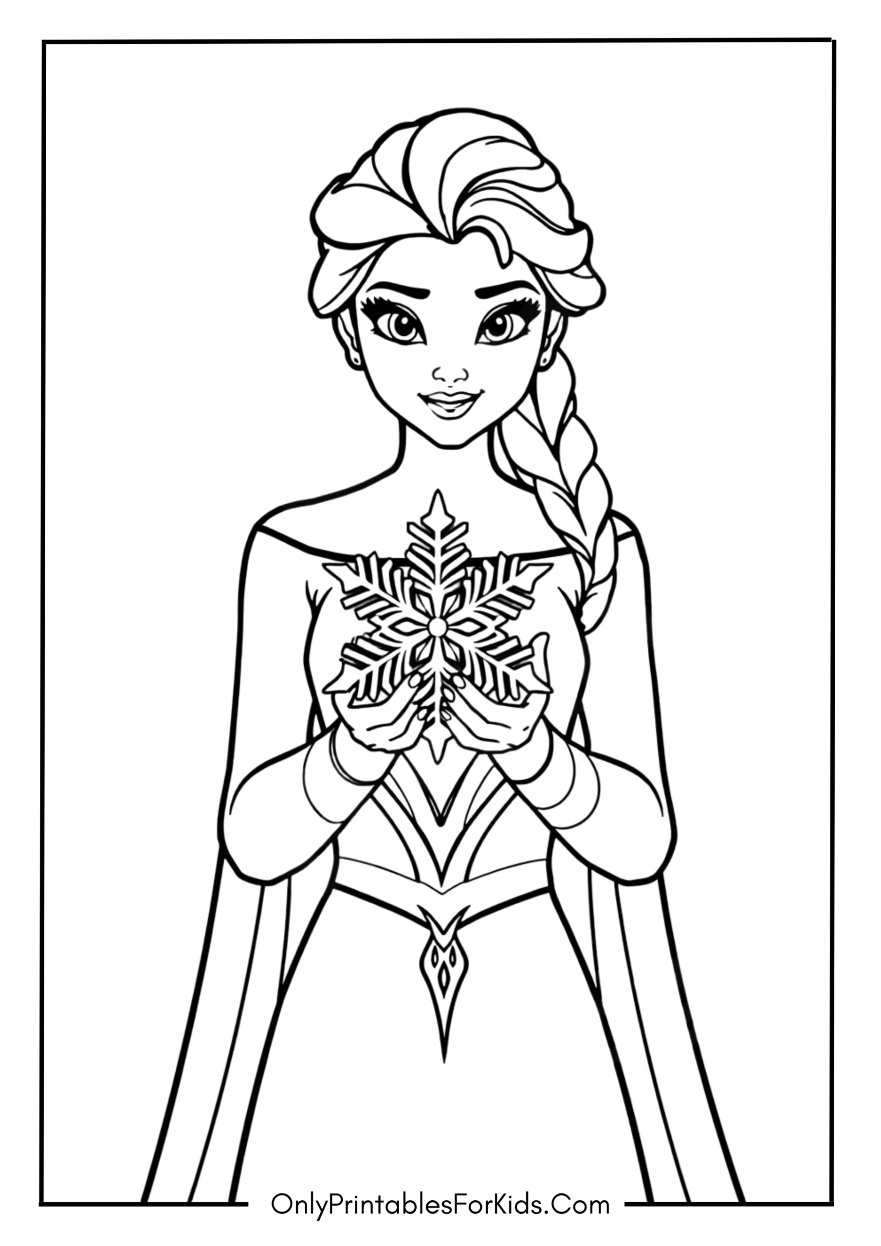 Queen Elsa Holding a Magical Snowflake in Her Hands