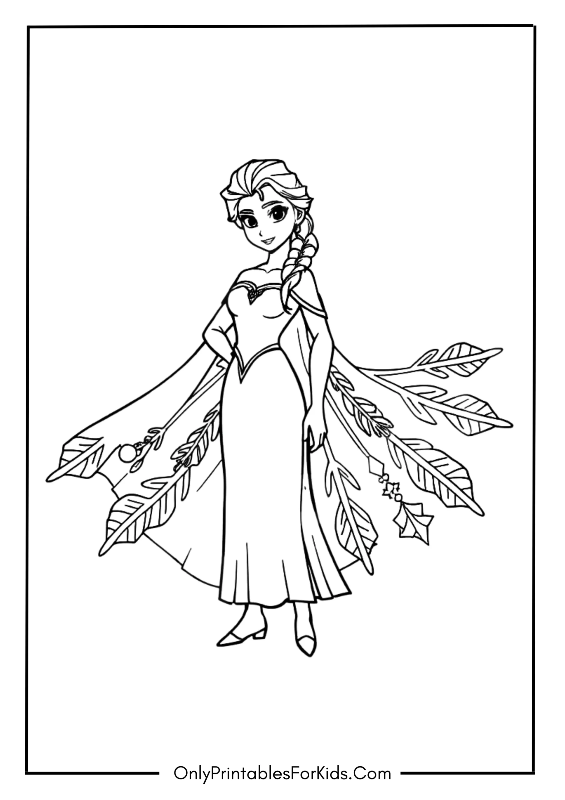 Queen Elsa Smiling Proudly as She Wears Her Ice Cape