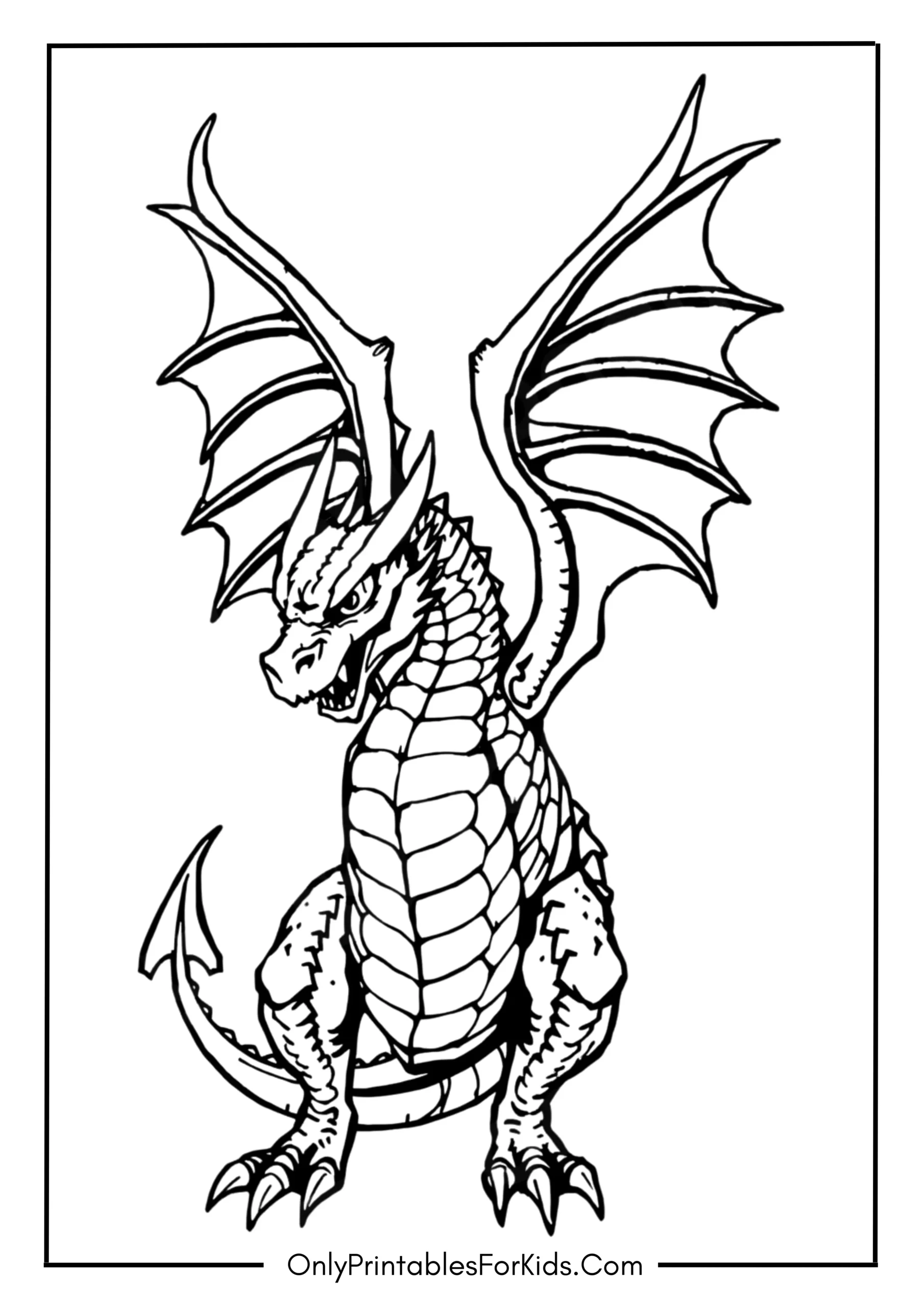 Realistic Dragon Coloring Page