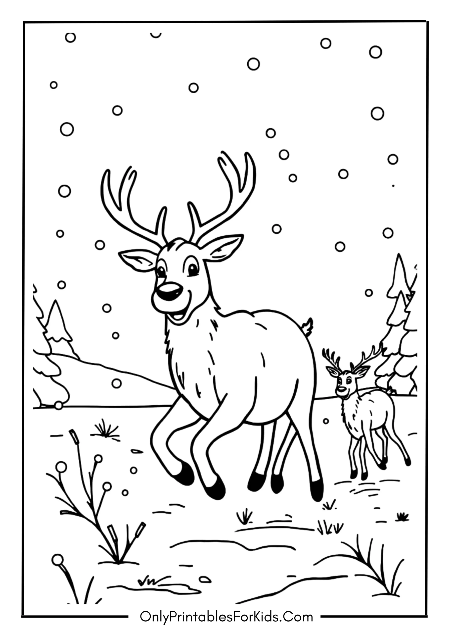 Reindeer Playing in the Snow