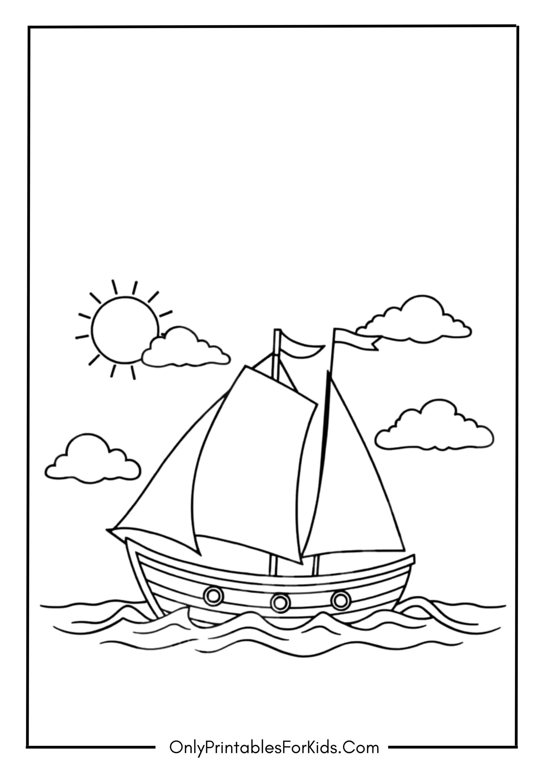 Sailing Boat Trip Coloring Page