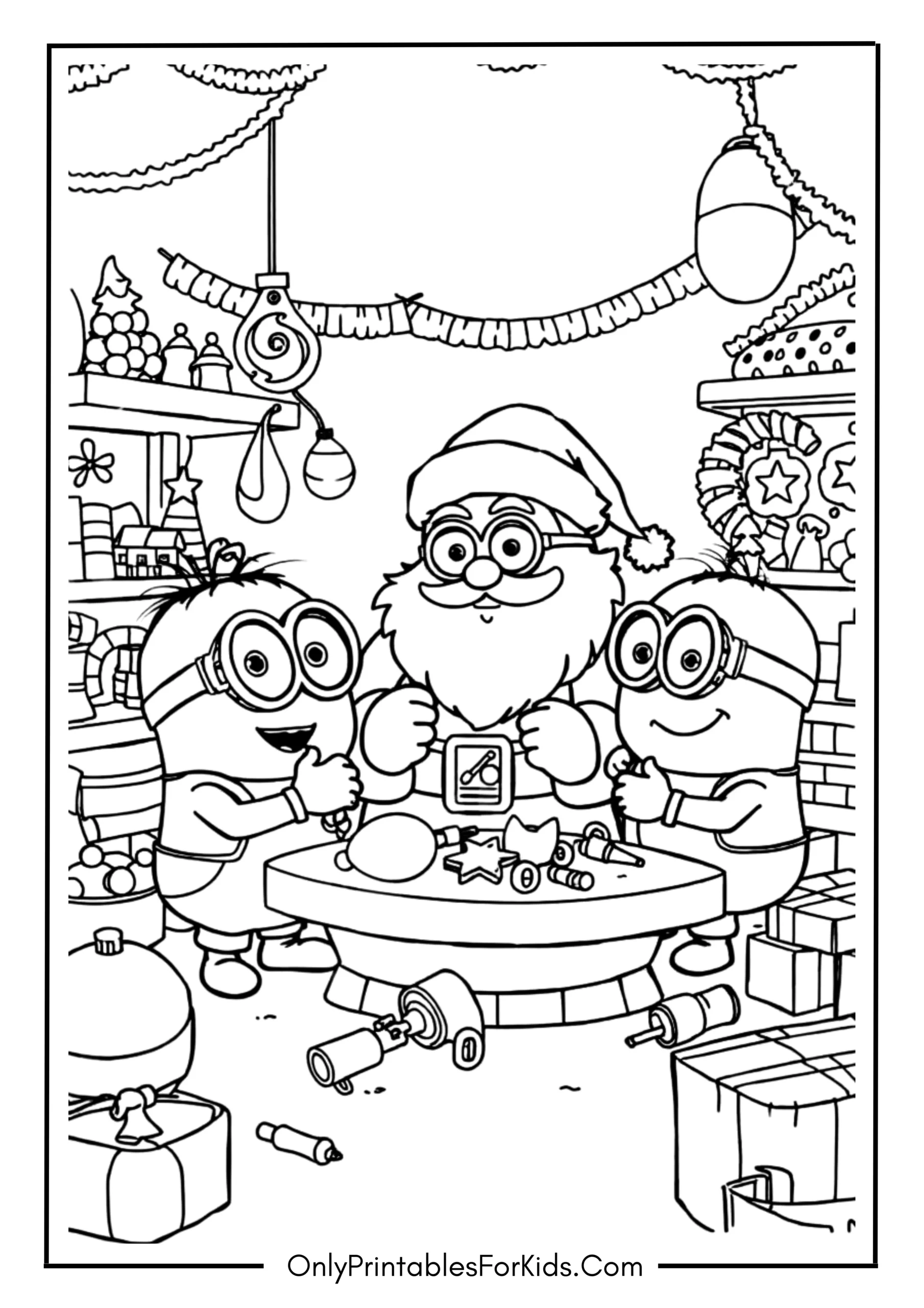 Santa’s Workshop with the Minions Making Toys