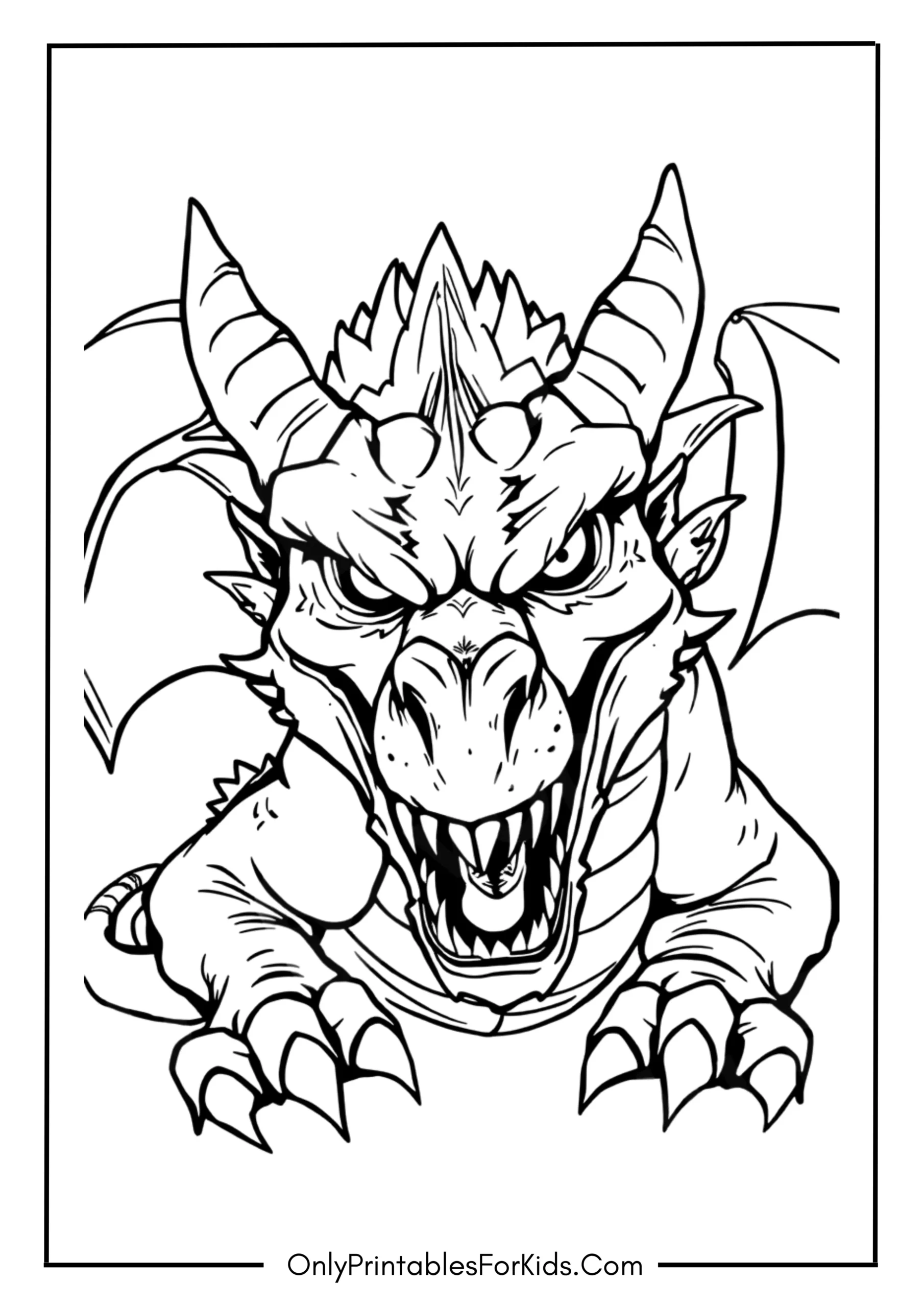 Scary Realistic Dragon Coloring Page