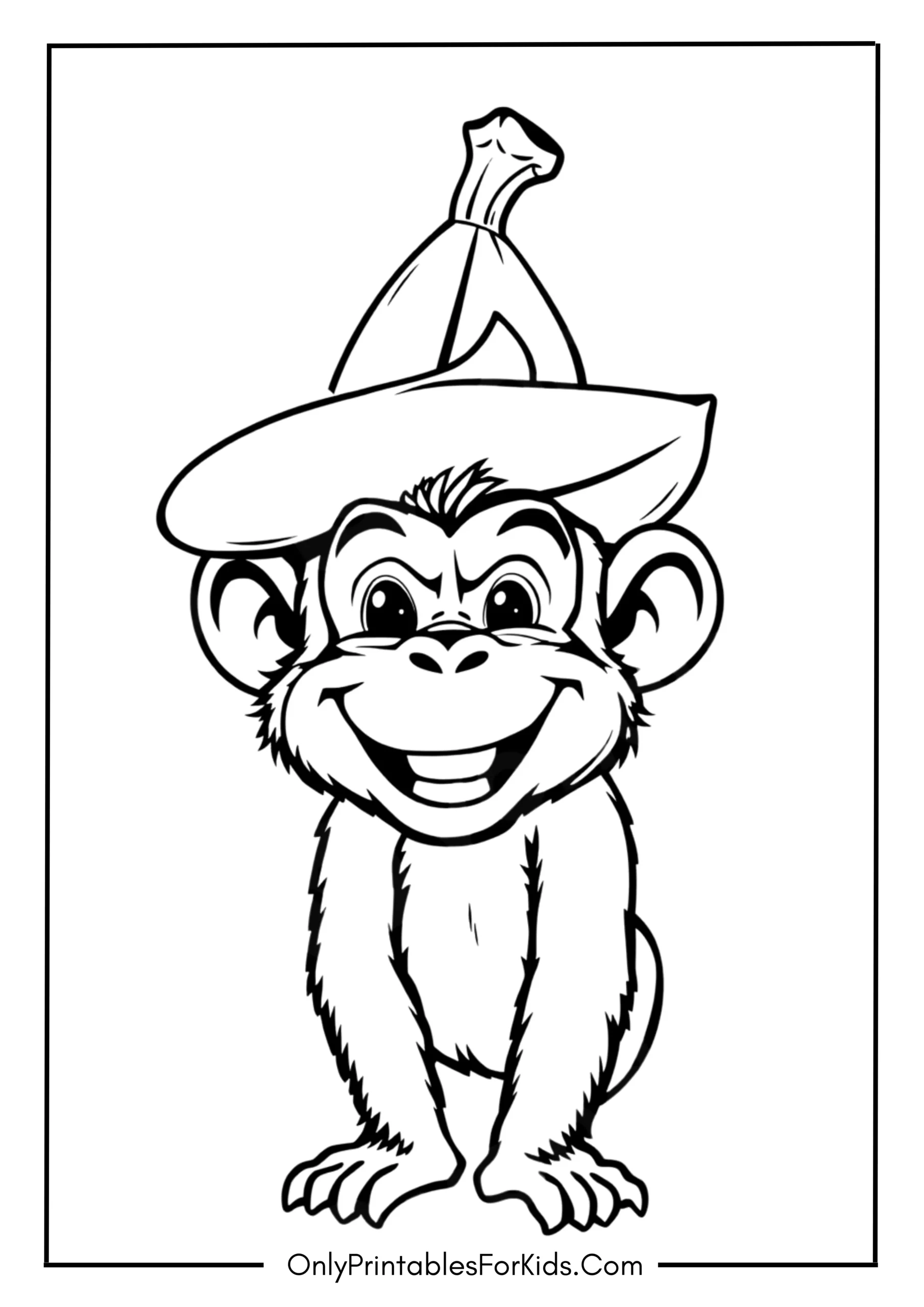 Silly Monkey with a Big Banana Hat