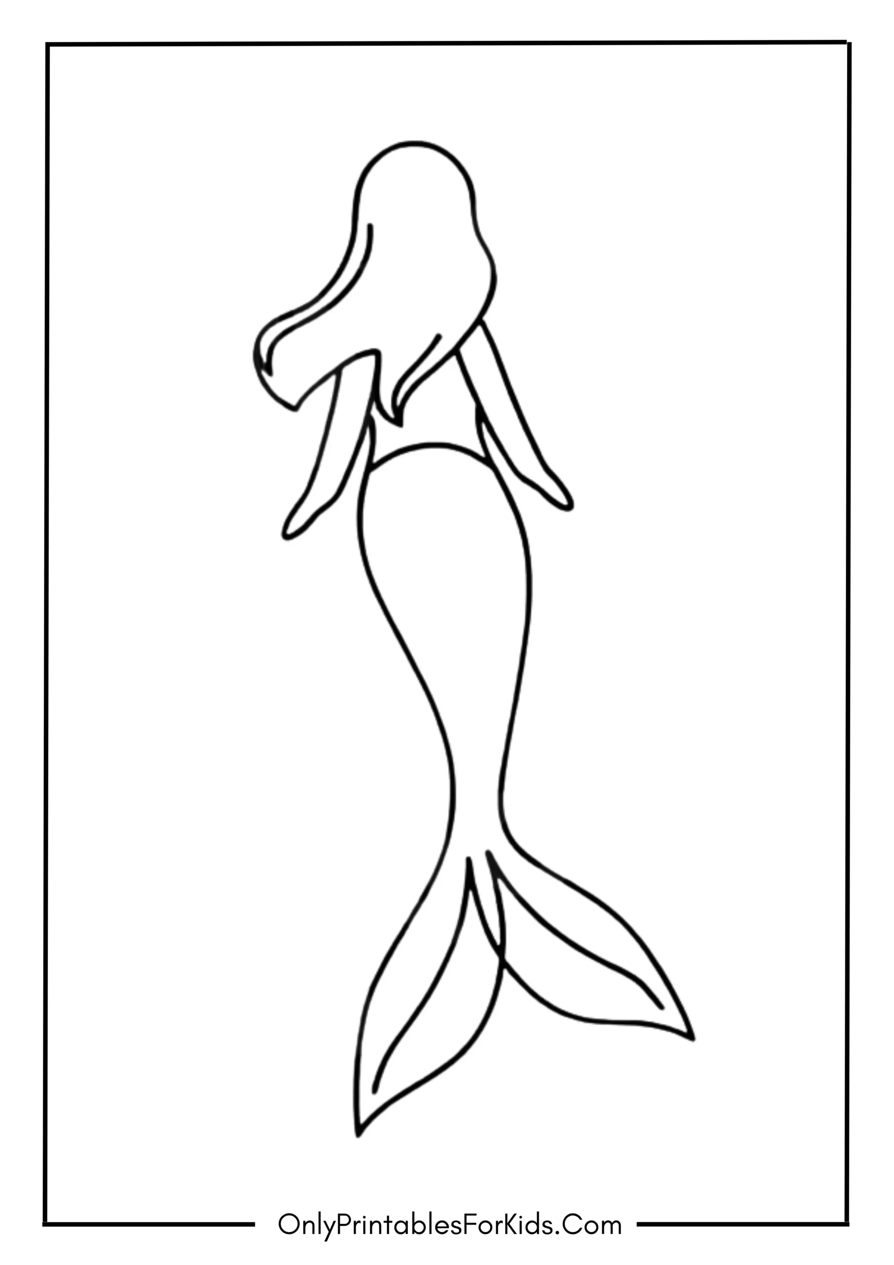 Simple Mermaid Tail Outline Coloring Page For Kids scaled