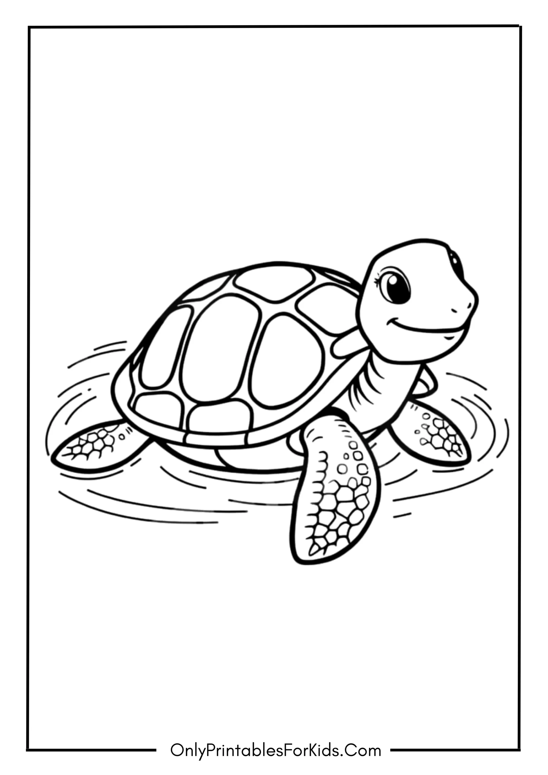 Smiling Turtle Floating in Clear Water