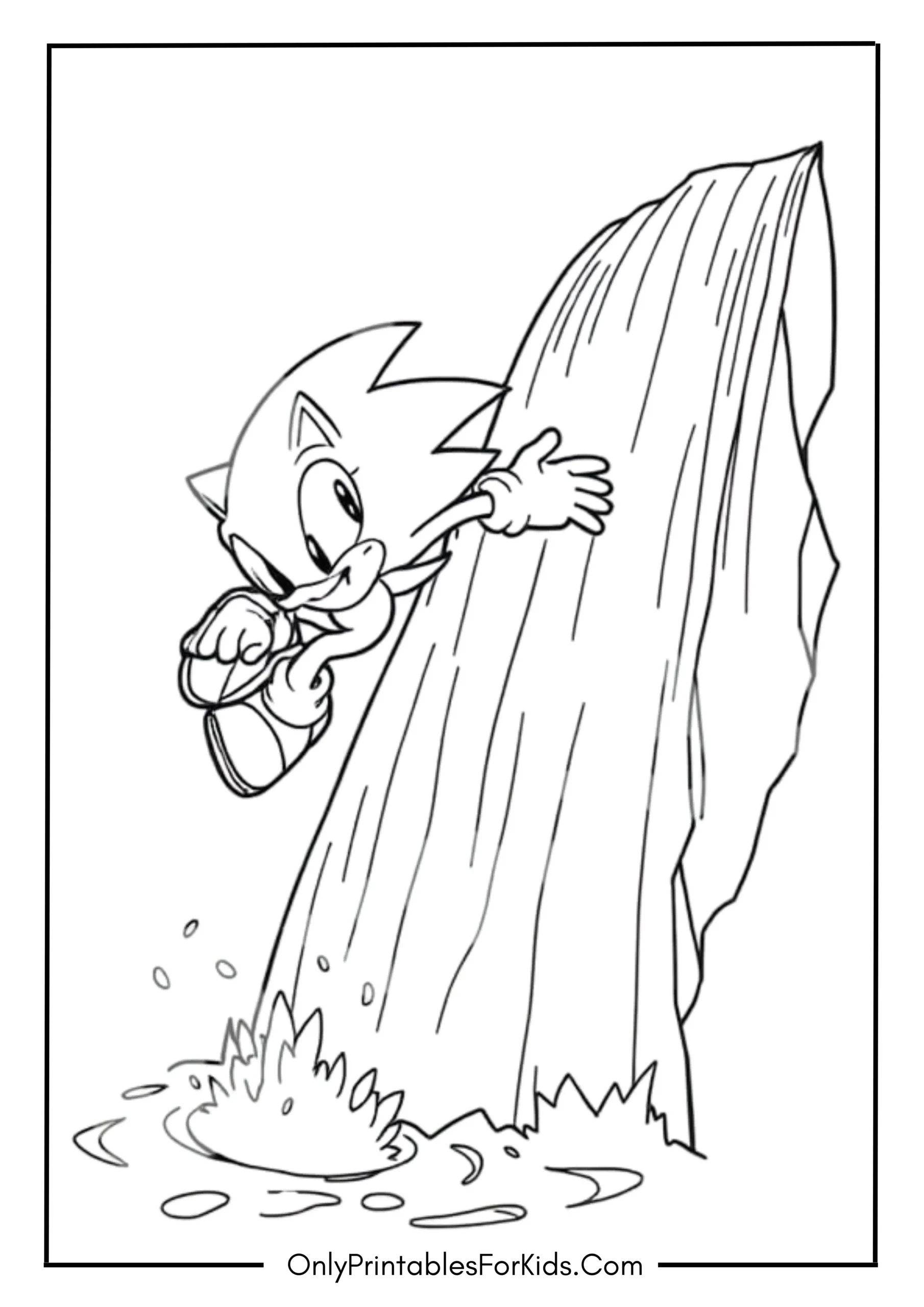 Sonic’s Dive Off a Waterfall