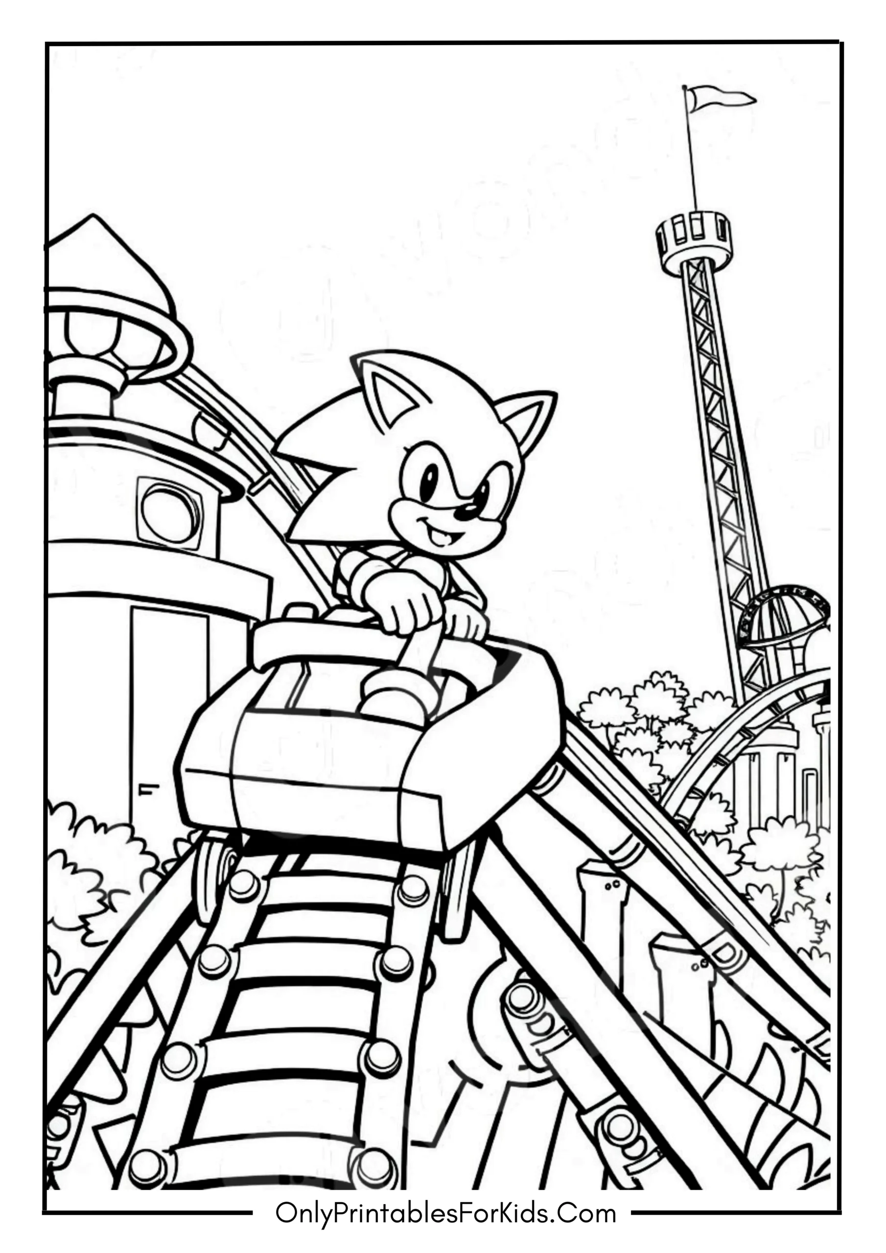 Sonic’s Roller Coaster Ride in an Amusement Park