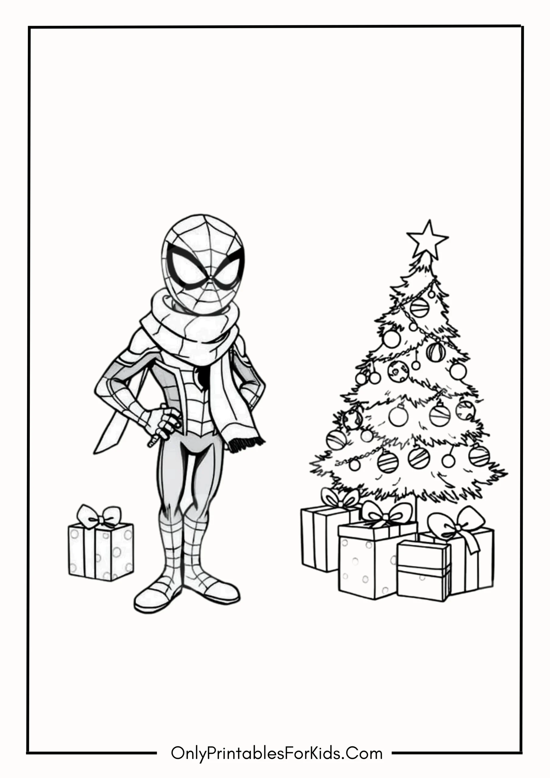 Spider-Man Christmas Coloring Page