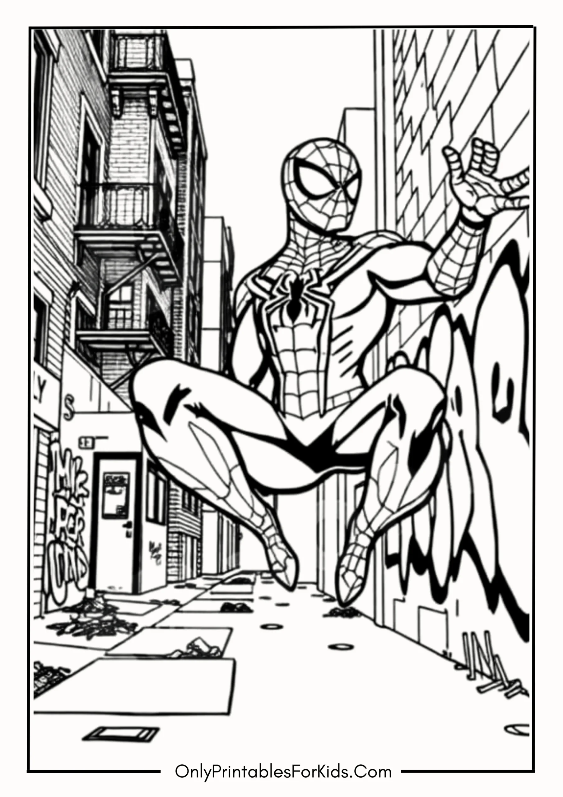 Spider-Man Inspecting Graffiti of Himself in Brooklyn