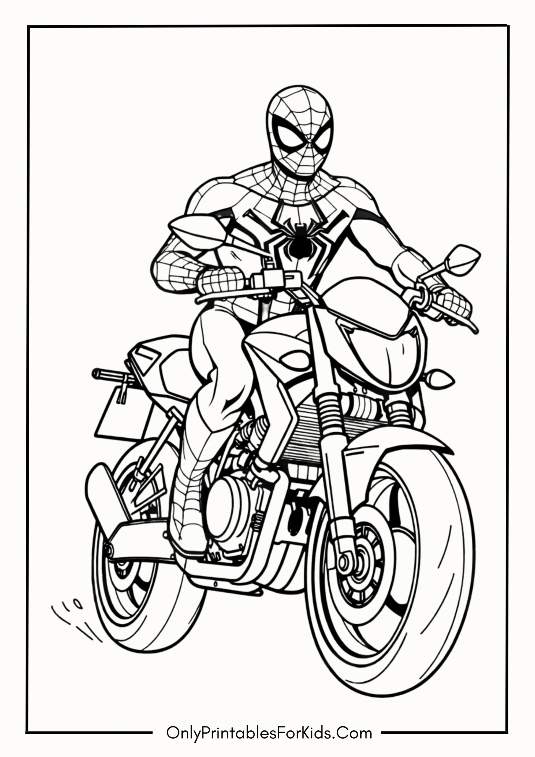 Spider-Man Motorcycle Coloring Page