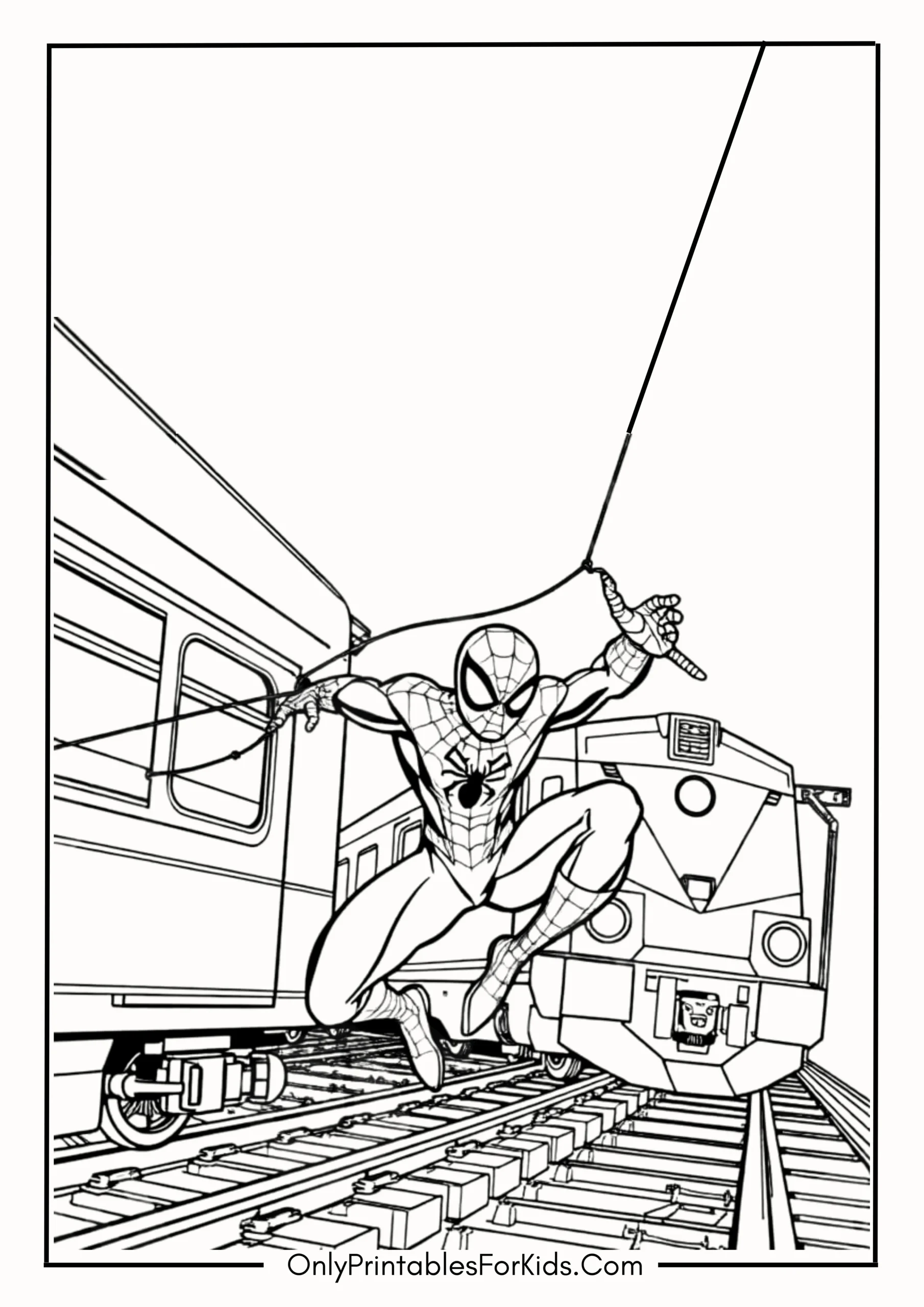 Spider-Man Stopping the Train with His Webs