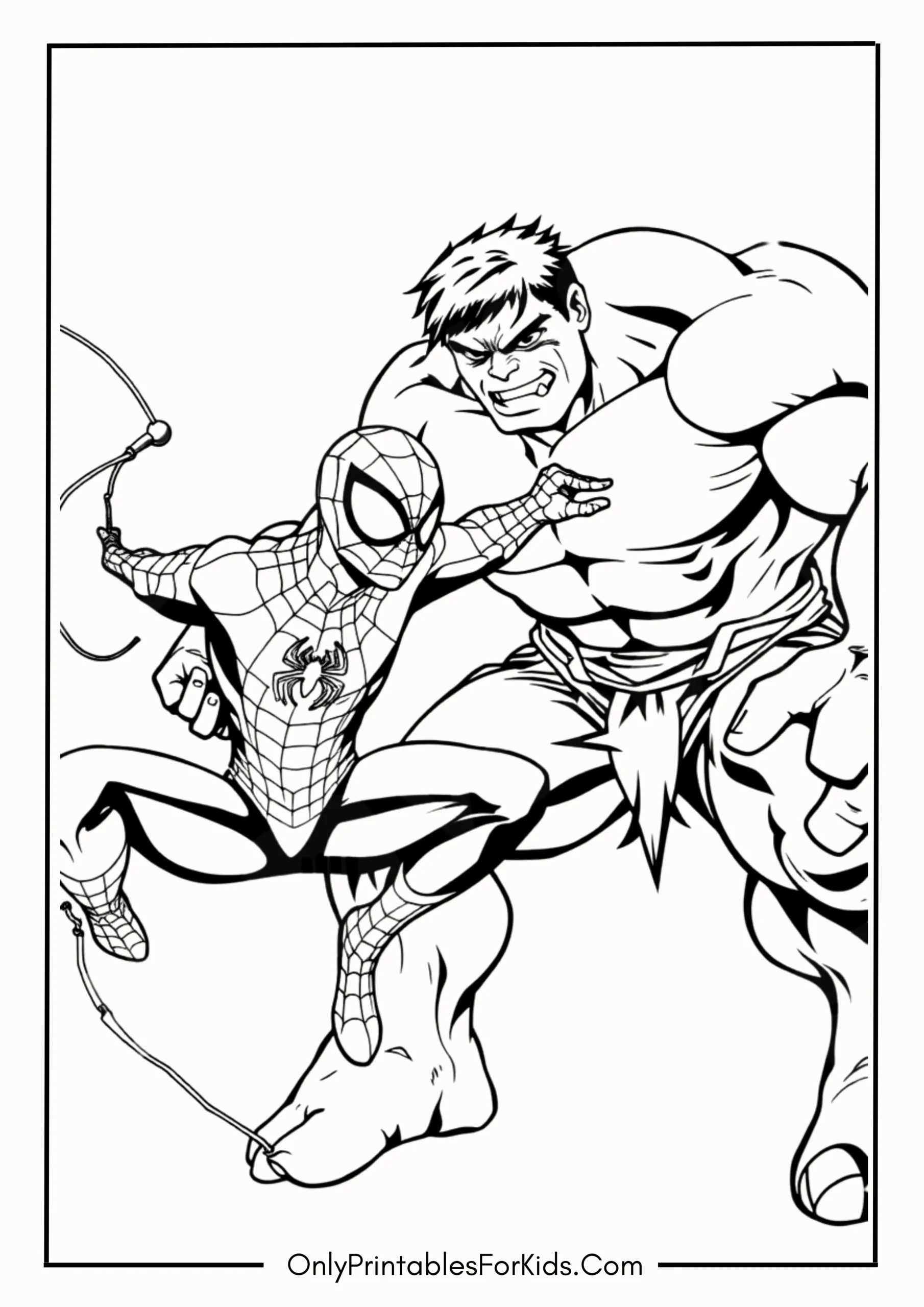 Spider-Man and Hulk Coloring Page