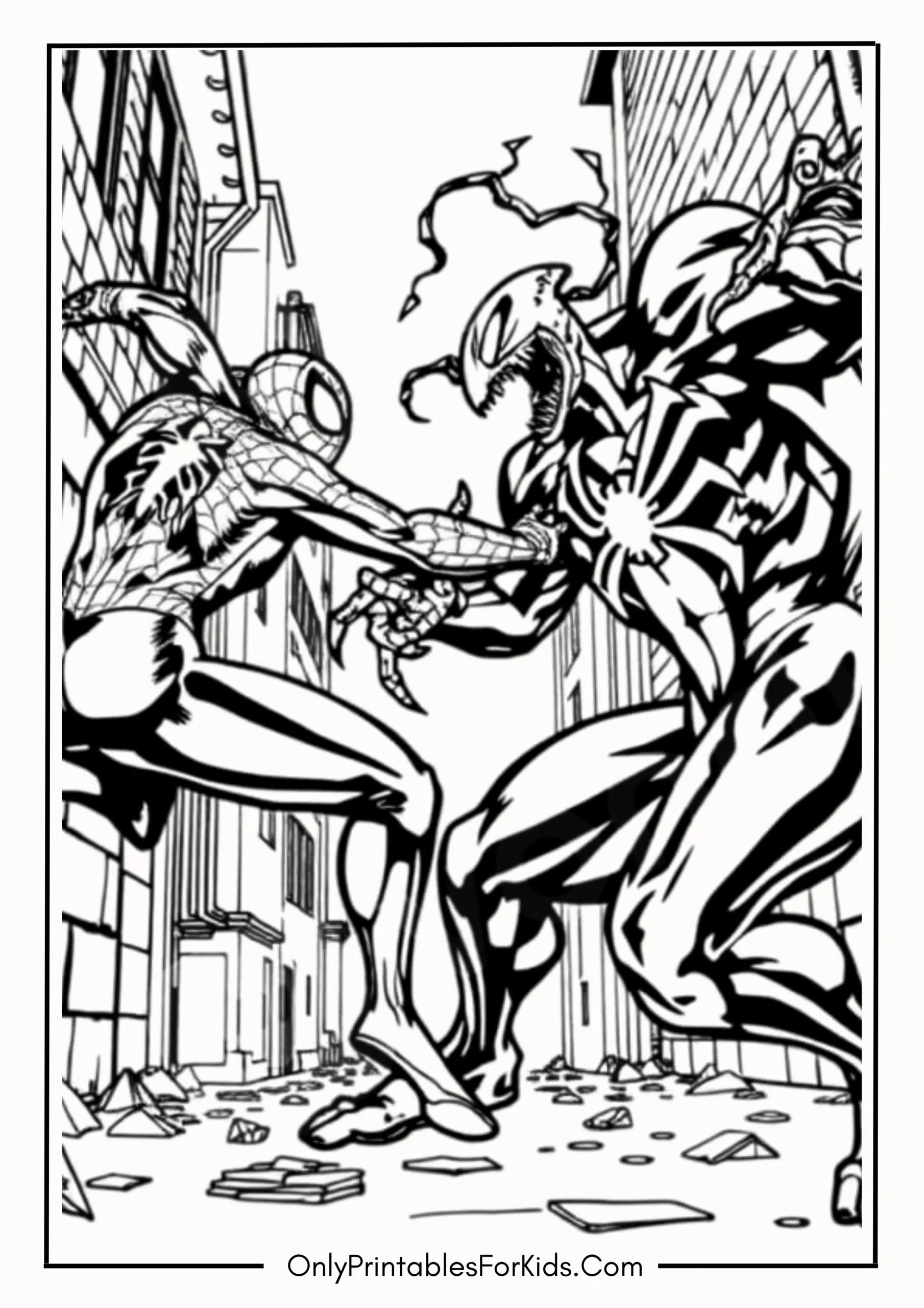 Spider-Man vs. Venom in a Dark Alley Showdown 