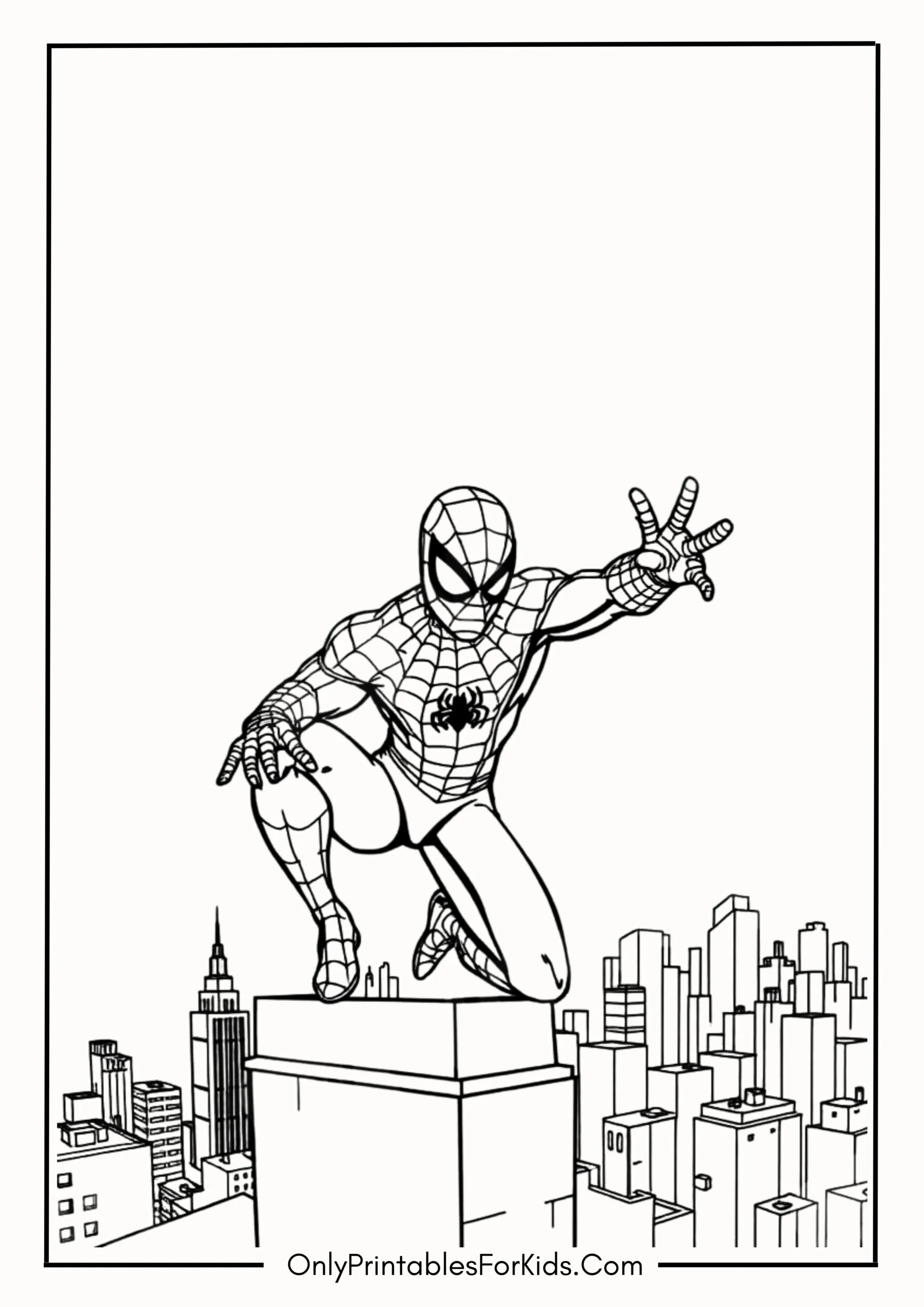 Spider-Man’s Heroic Pose Overlooking the City