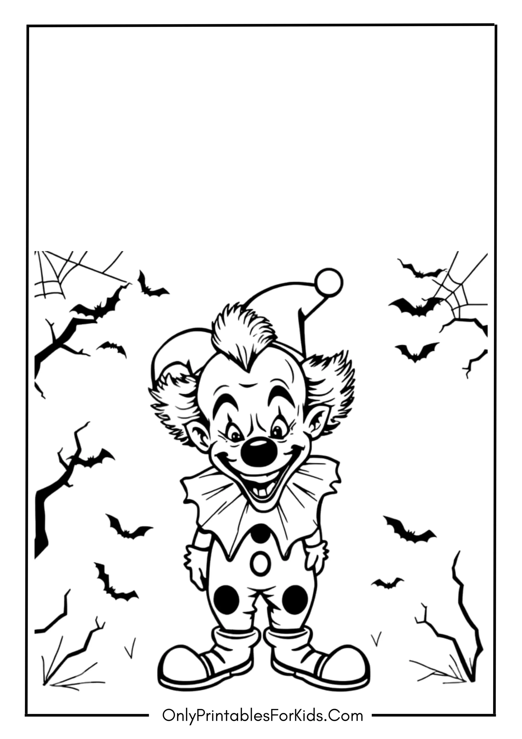 Spooky Halloween Clown Coloring Page