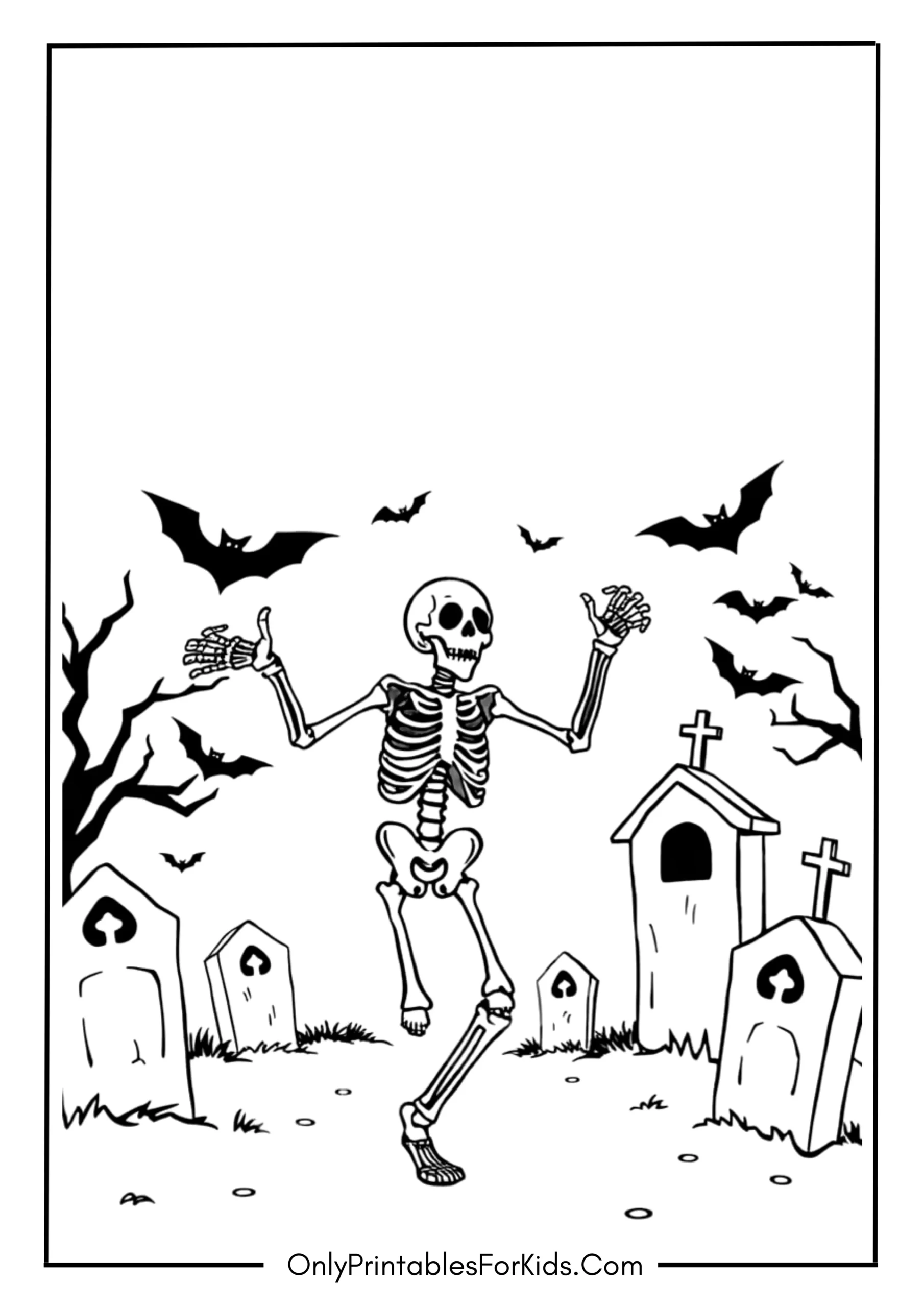 Spooky Skeleton Coloring Page
